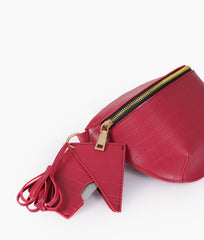 RTW Creation - Burgundy crocodile belt bag