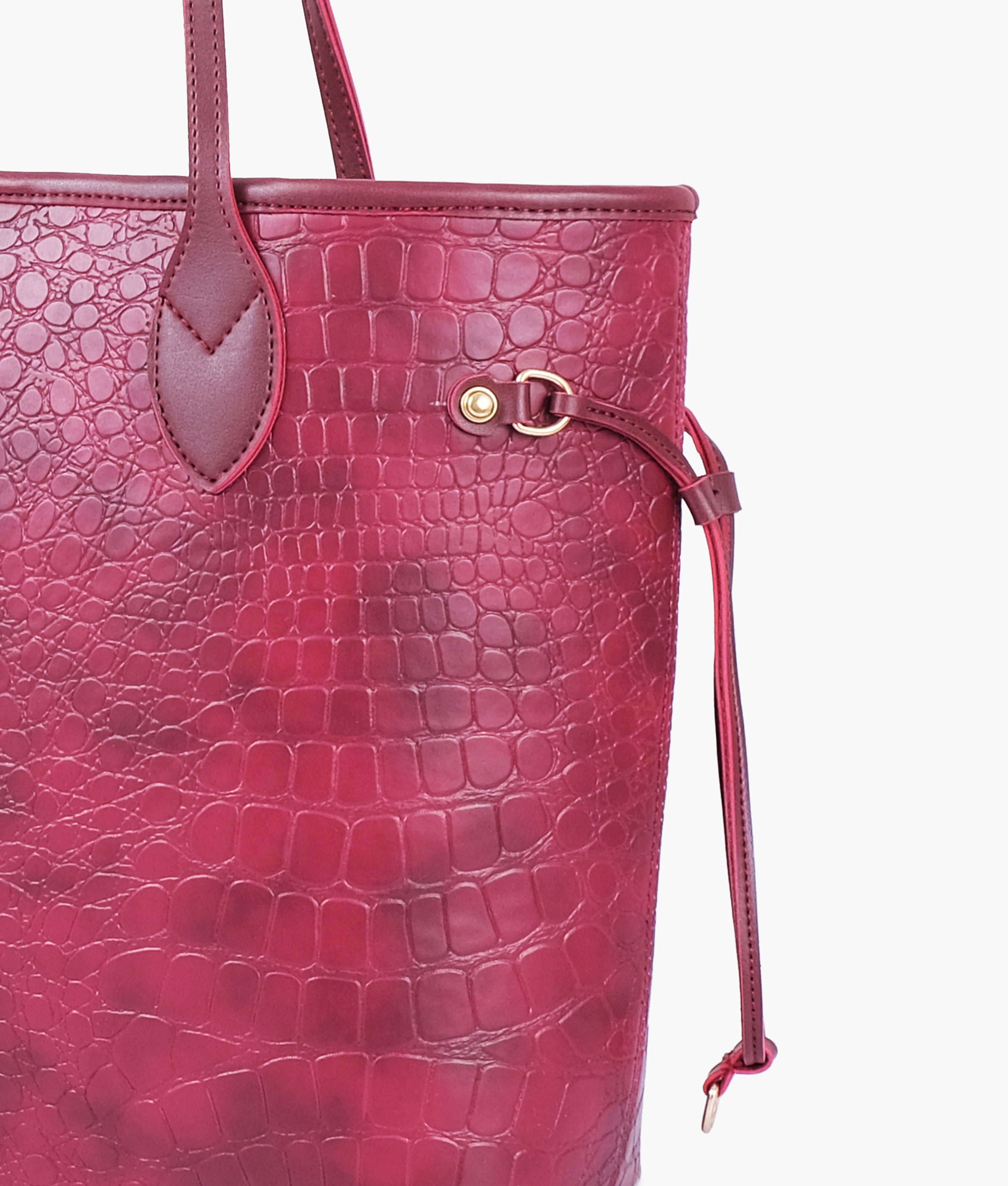 RTW Creation - Burgundy crocodile neverfull tote bag