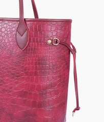 RTW Creation - Burgundy crocodile neverfull tote bag