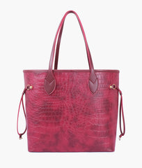 RTW Creation - Burgundy crocodile neverfull tote bag