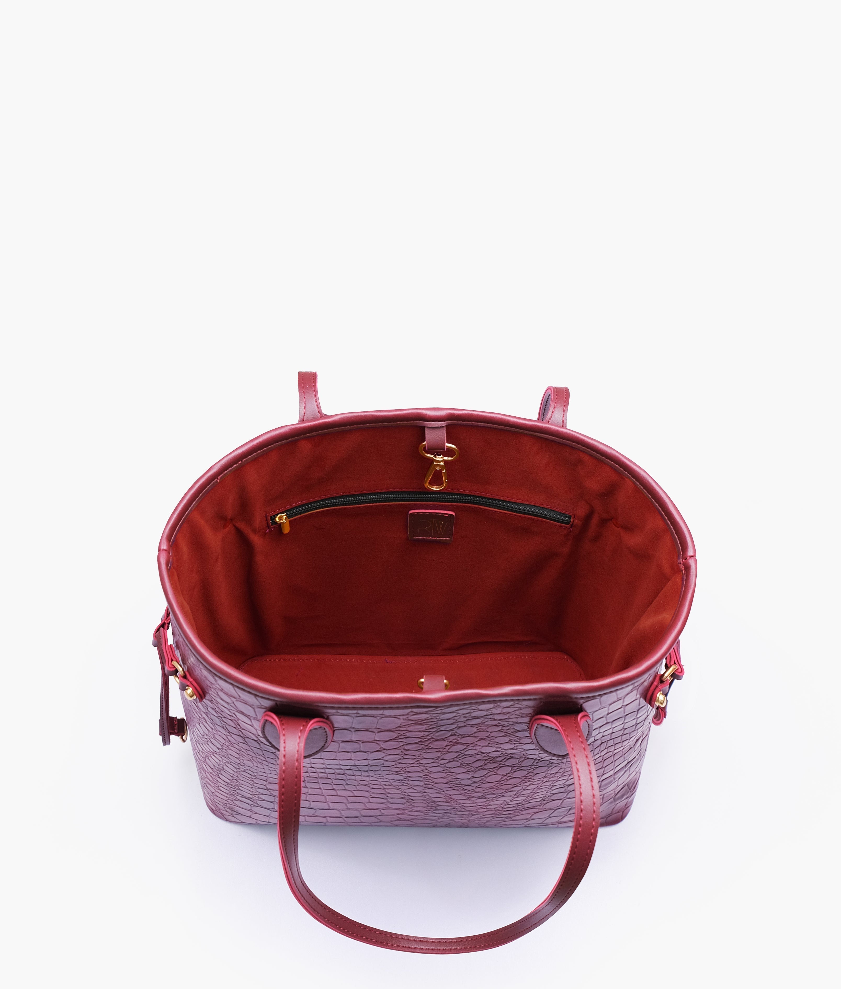 RTW Creation - Burgundy crocodile neverfull tote bag