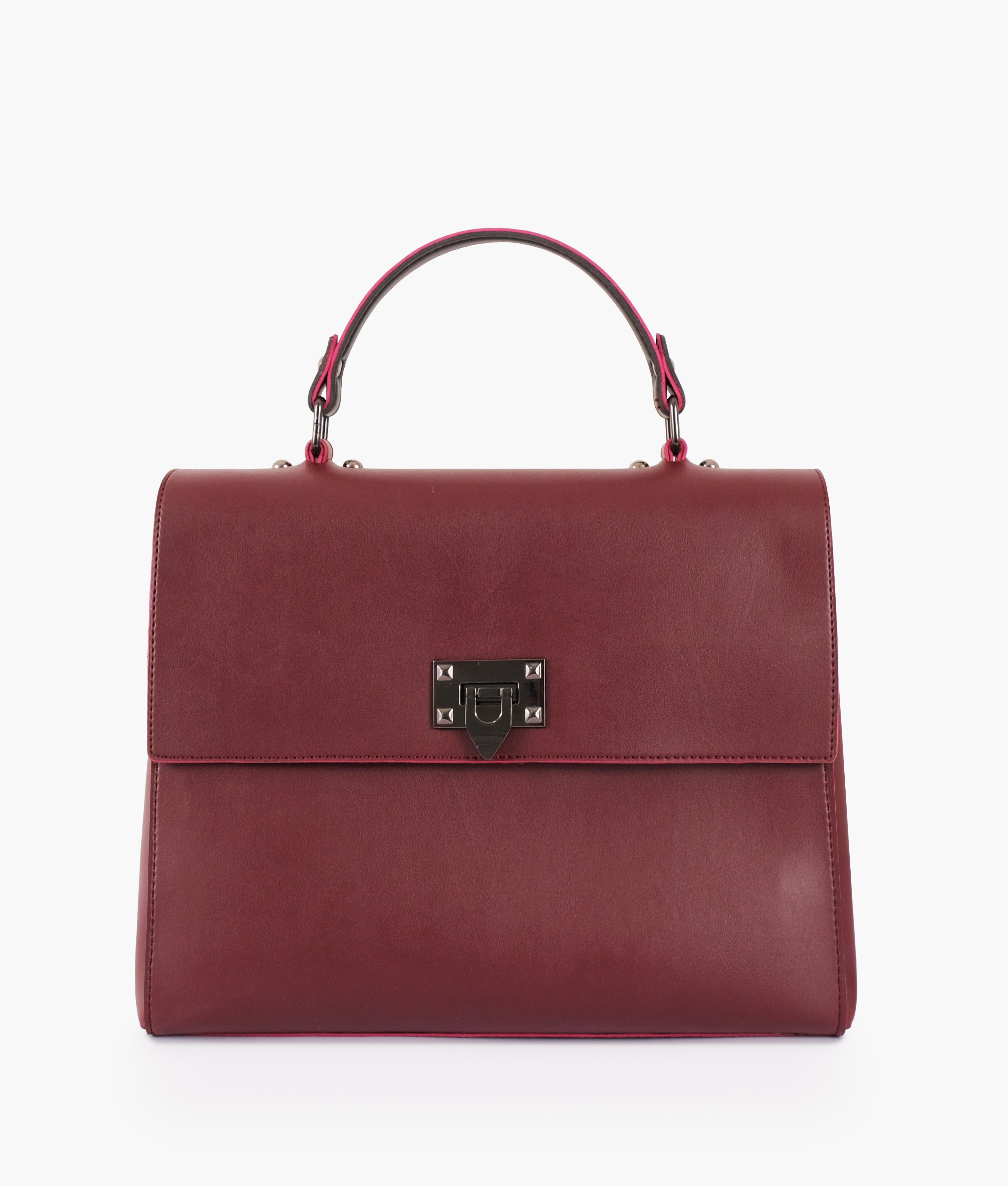 RTW Creation - Burgundy flap-over top-handle bag