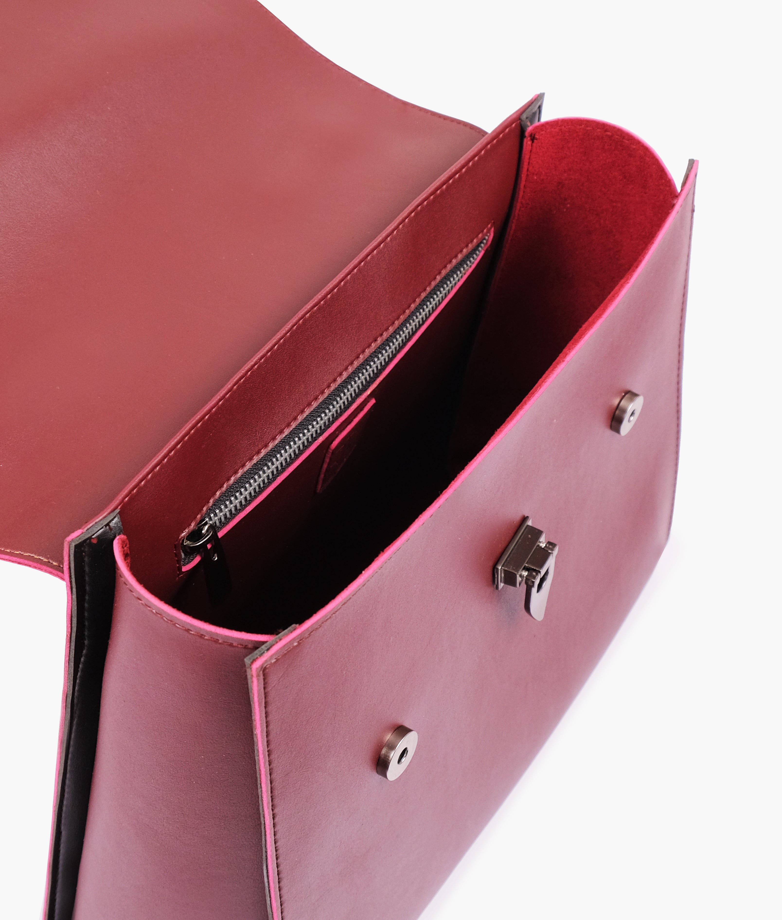 RTW Creation - Burgundy flap-over top-handle bag