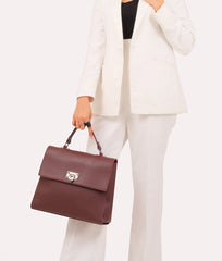 RTW Creation - Burgundy flap-over top-handle bag