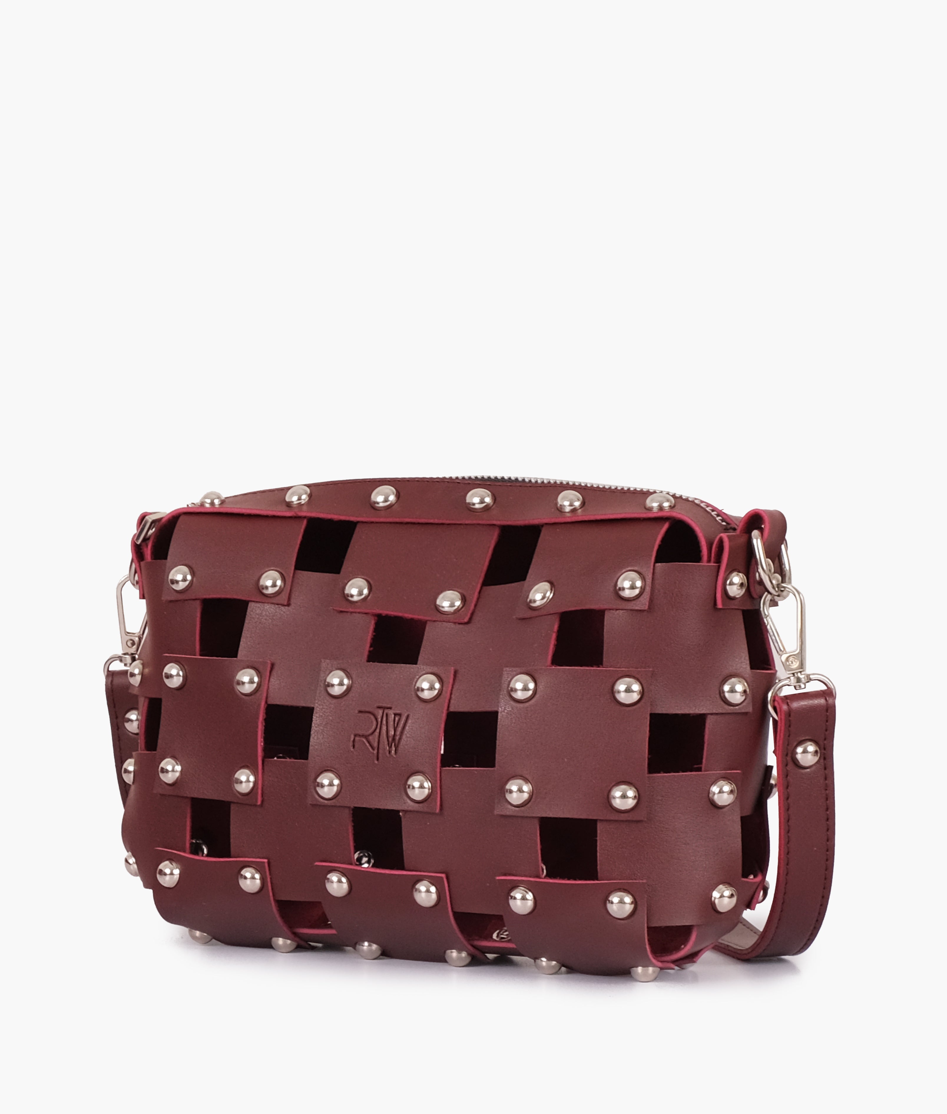 RTW Creation - Burgundy rivet cross-body bag