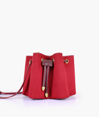 RTW Creation - Burgundy suede star drawstring bucket bag