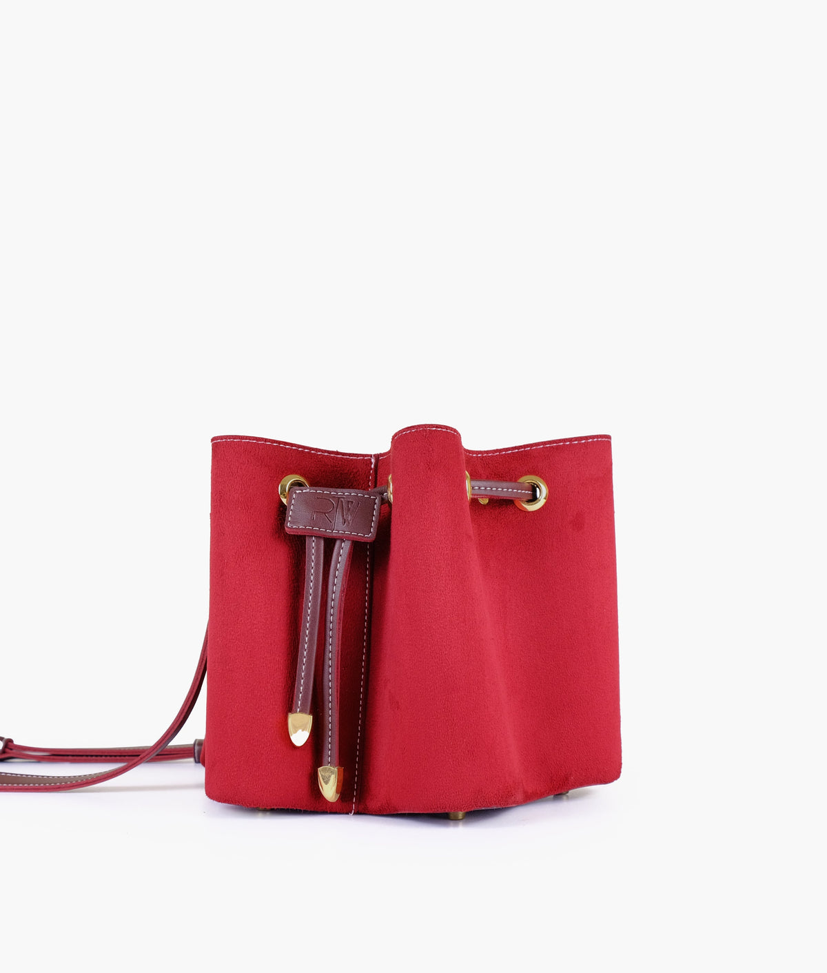 RTW Creation - Burgundy suede star drawstring bucket bag