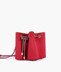 RTW Creation - Burgundy suede star drawstring bucket bag