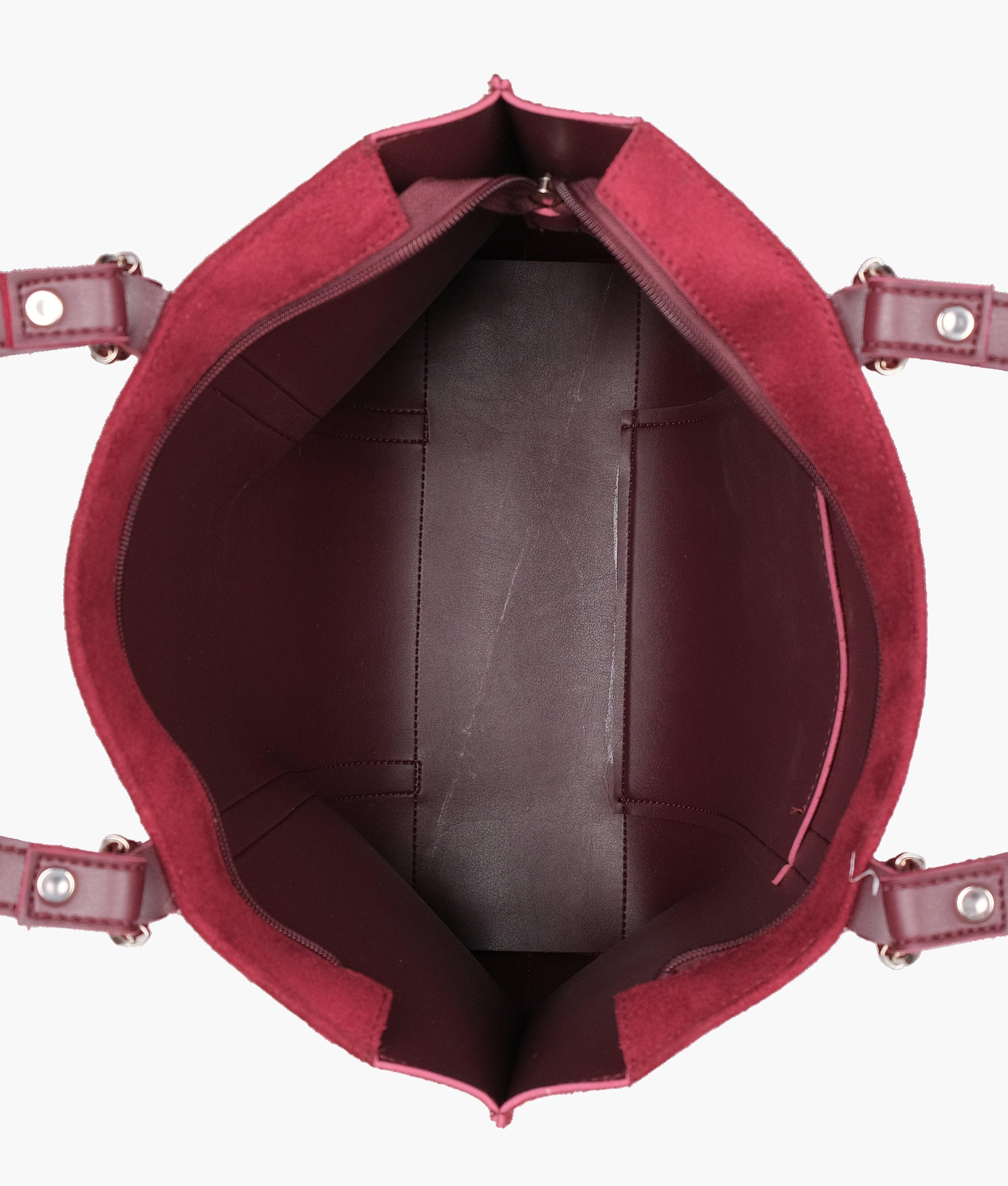 RTW Creation - Burgundy suede double-handle tote bag