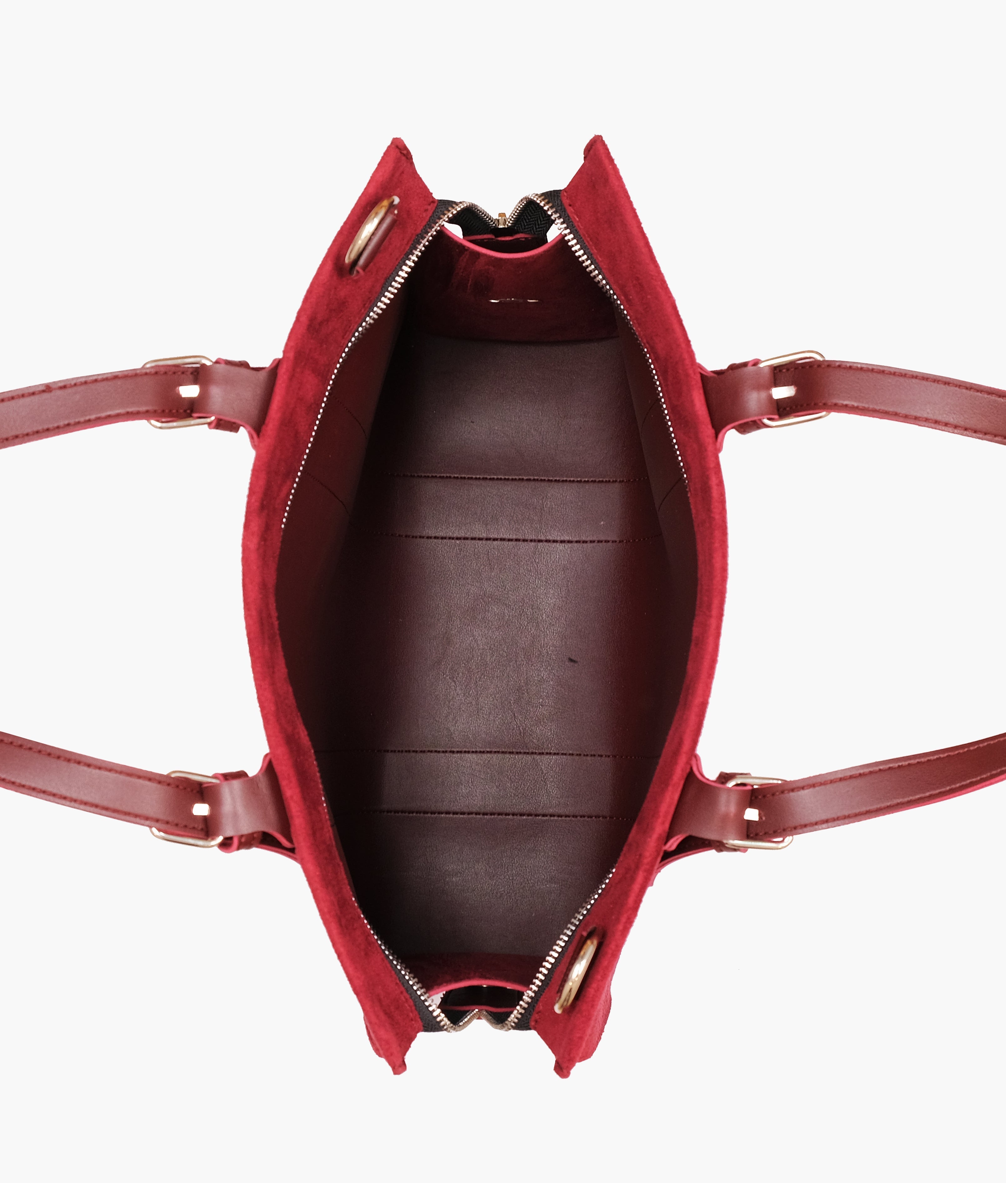 RTW Creation - Burgundy suede laptop bag with sleeve