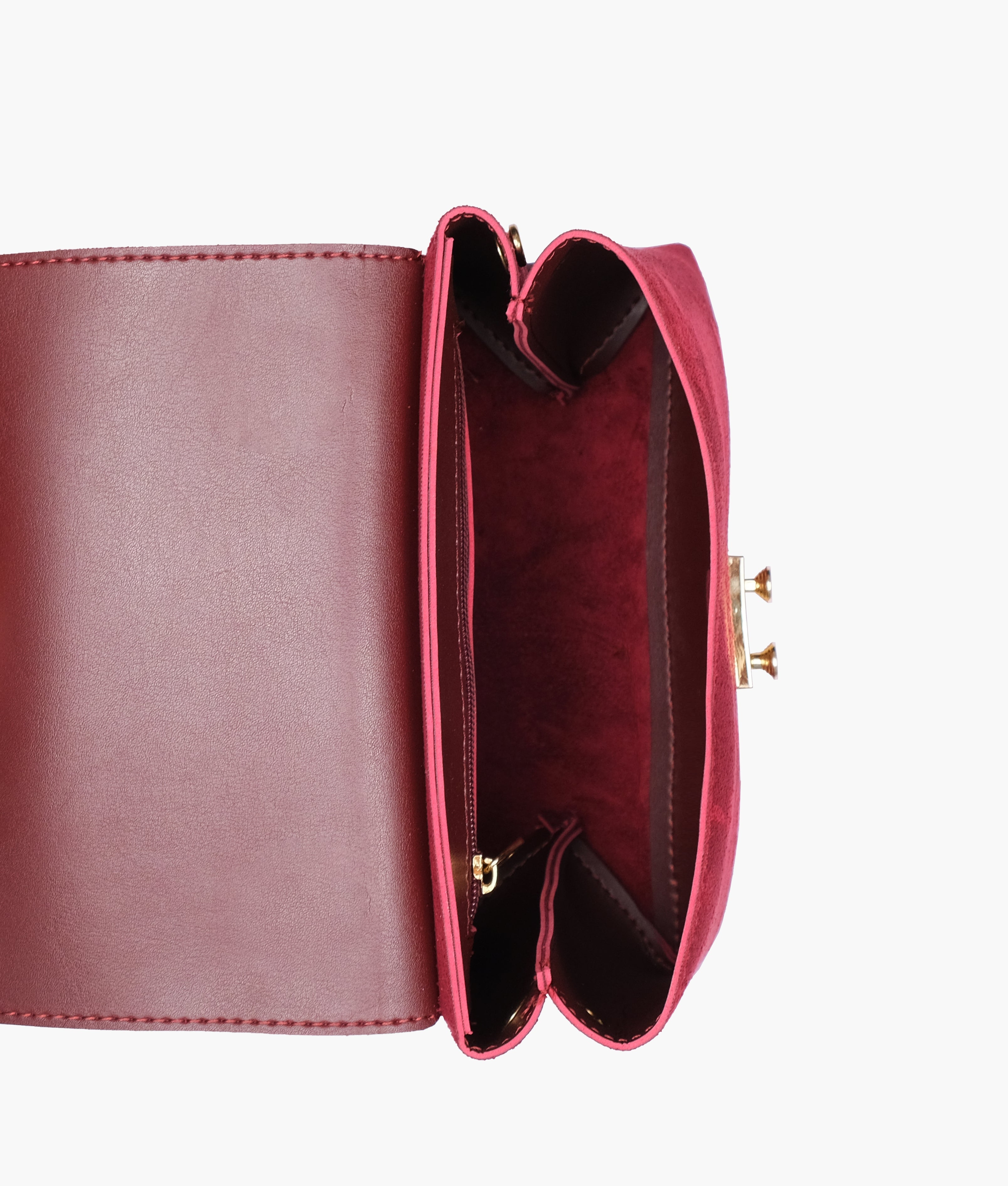 RTW Creation - Burgundy suede mini top-handle bag