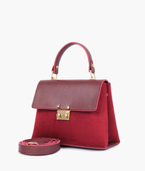 RTW Creation - Burgundy suede mini top-handle bag