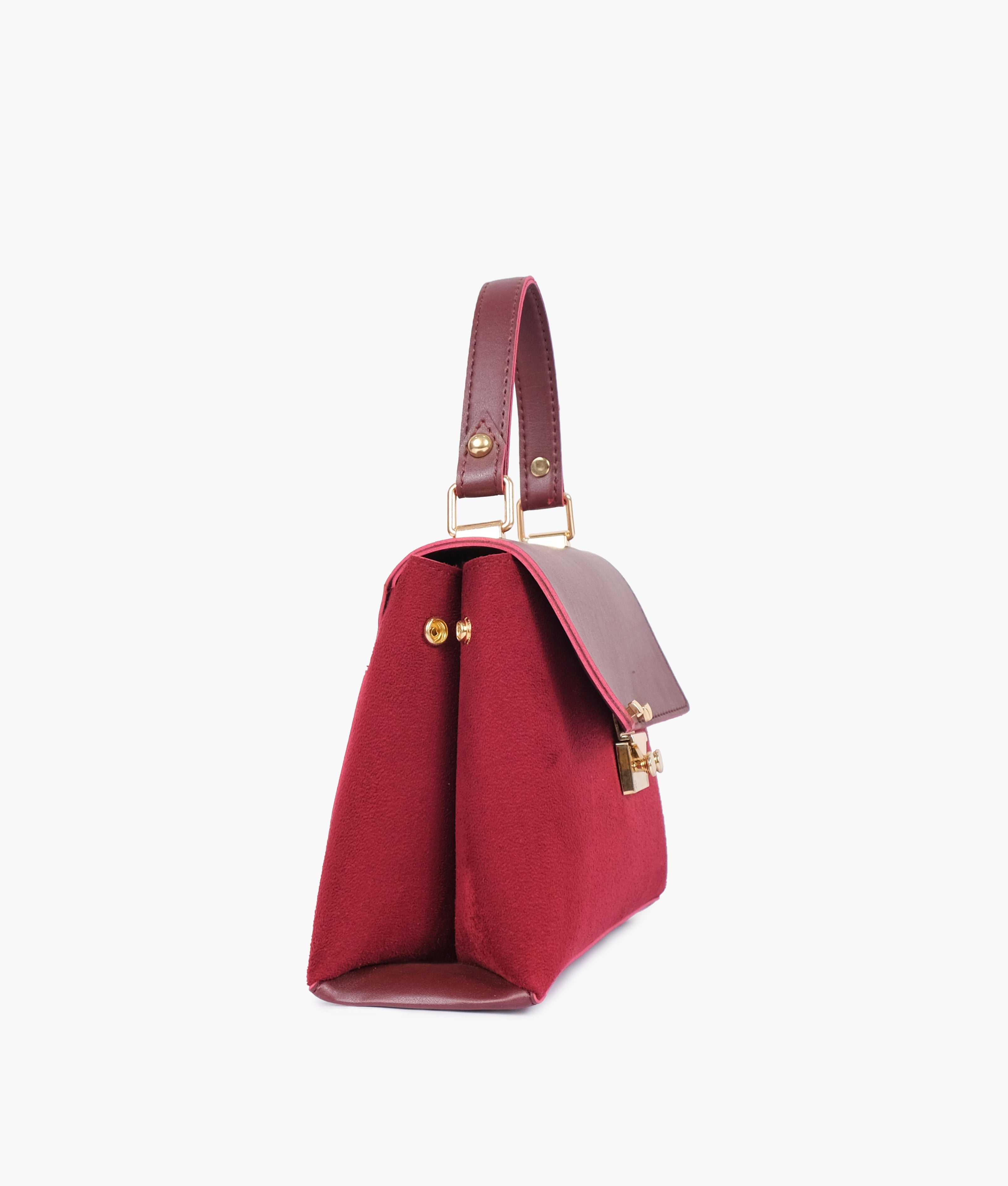 RTW Creation - Burgundy suede mini top-handle bag