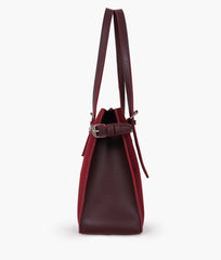 RTW Creation - Burgundy suede satchel tote bag
