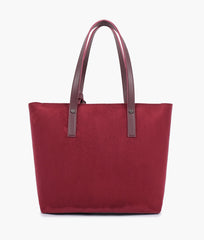 RTW Creation - Burgundy suede tote bag with detachable pouch
