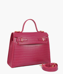 RTW Creation - Burgundy top-handle crocodile mini bag