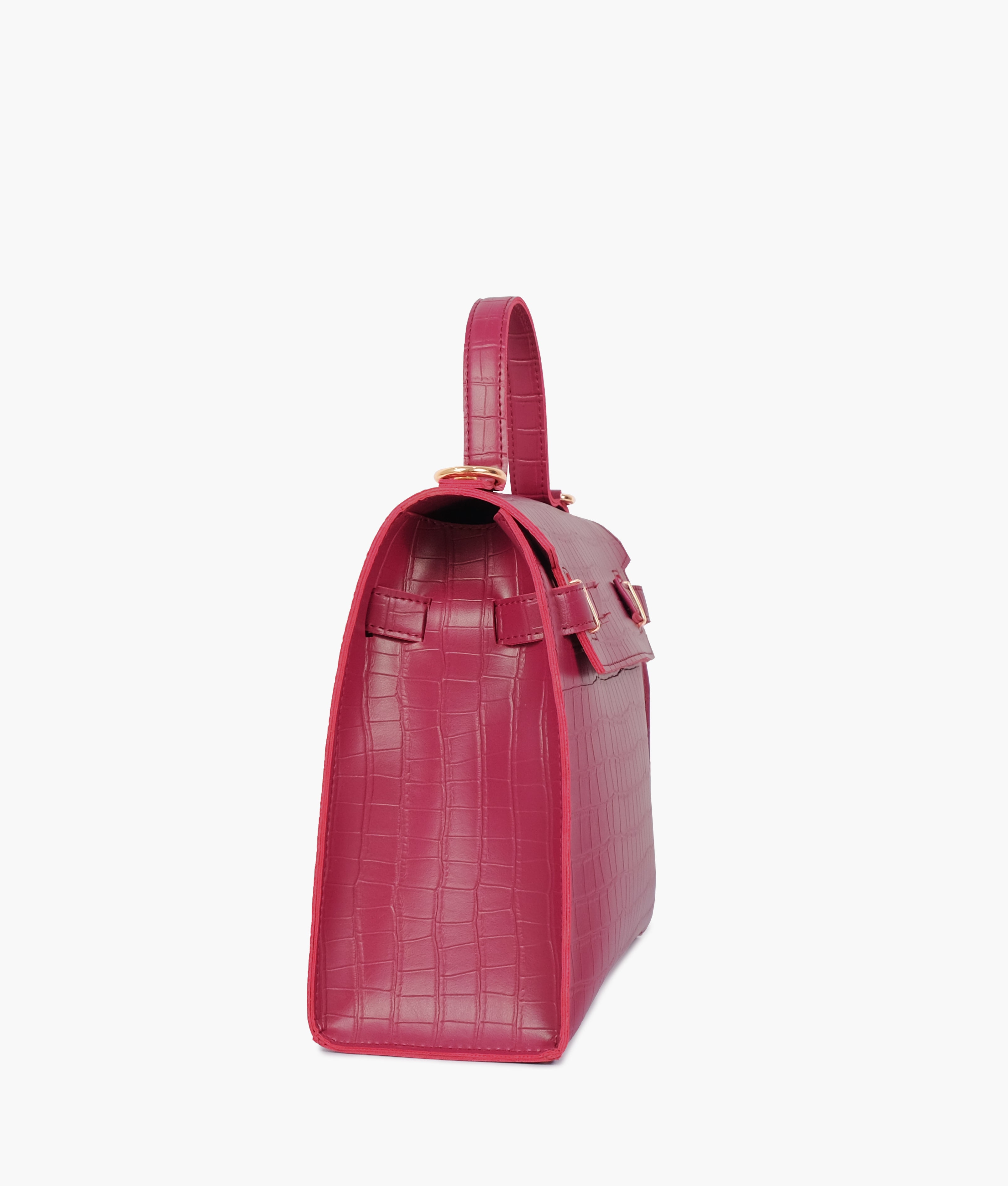 RTW Creation - Burgundy top-handle crocodile mini bag
