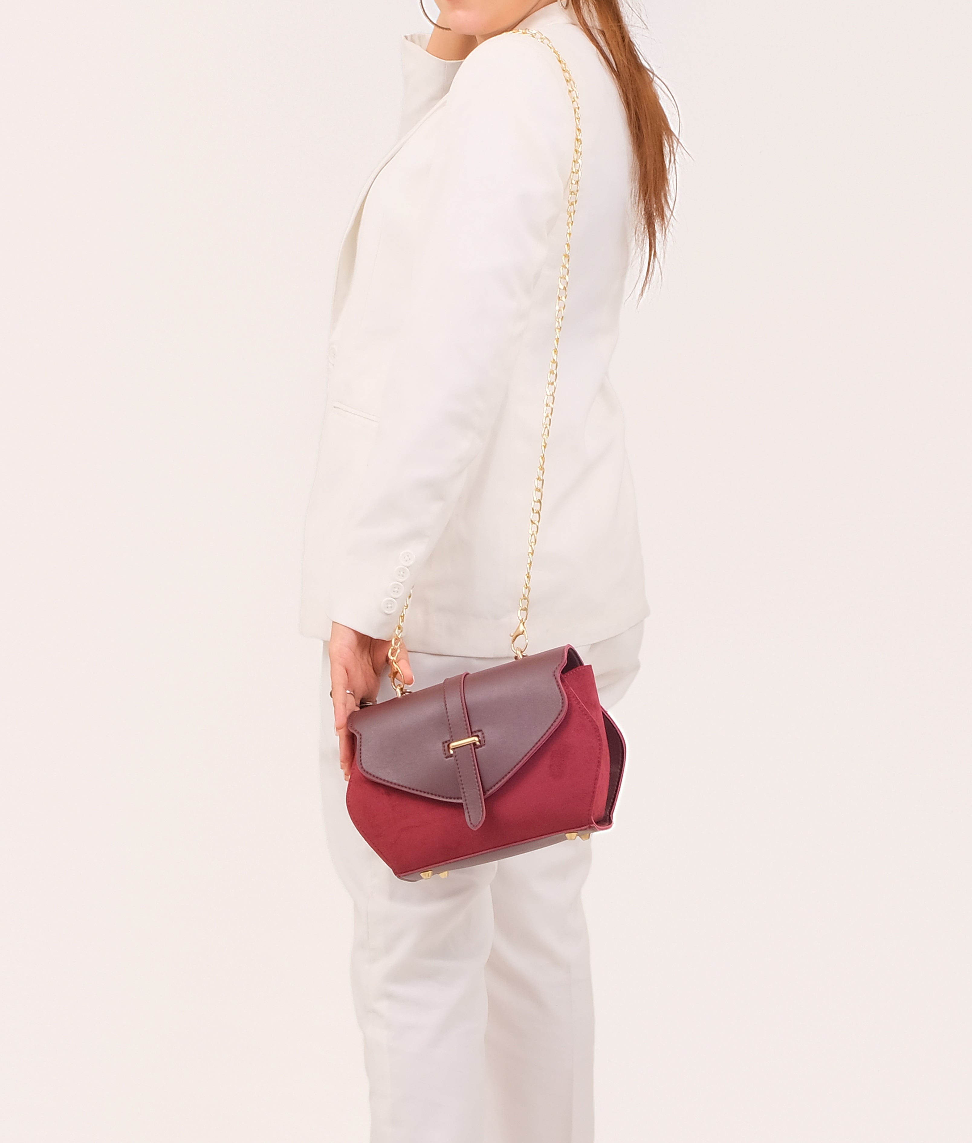 RTW Creation - Burgundy top-handle hexagon bag