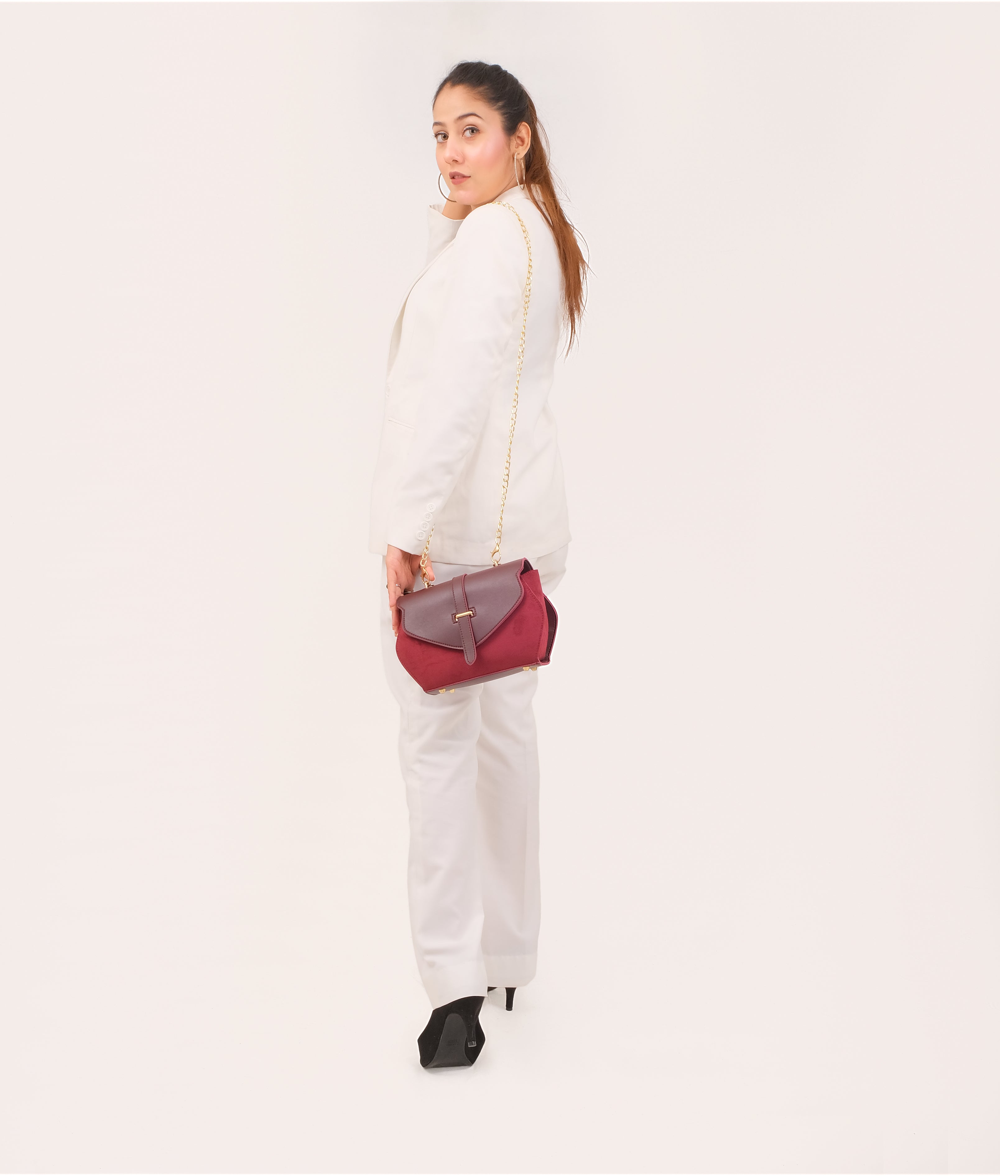 RTW Creation - Burgundy top-handle hexagon bag