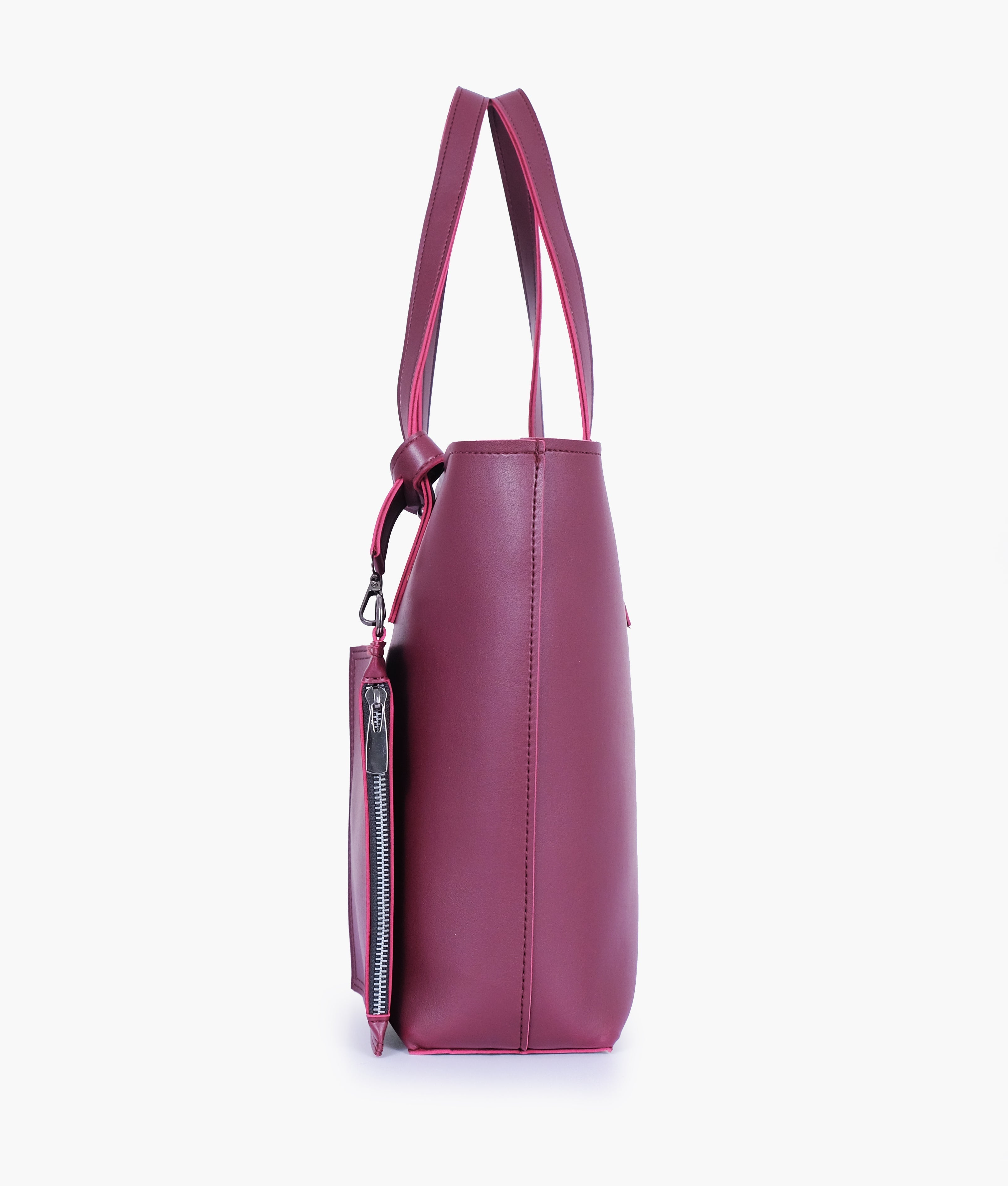 RTW Creation - Burgundy tote bag with detachable pouch