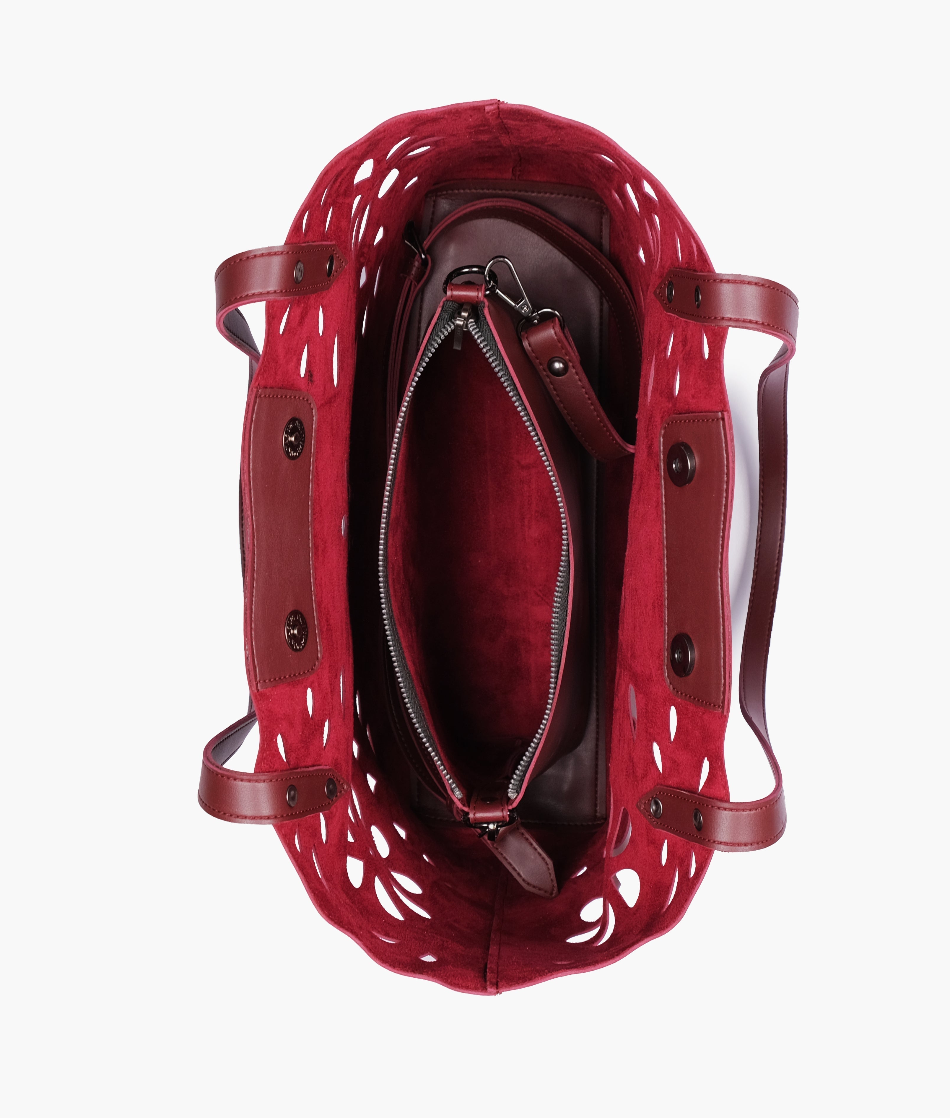 RTW Creation - Burgundy two-piece floral tote