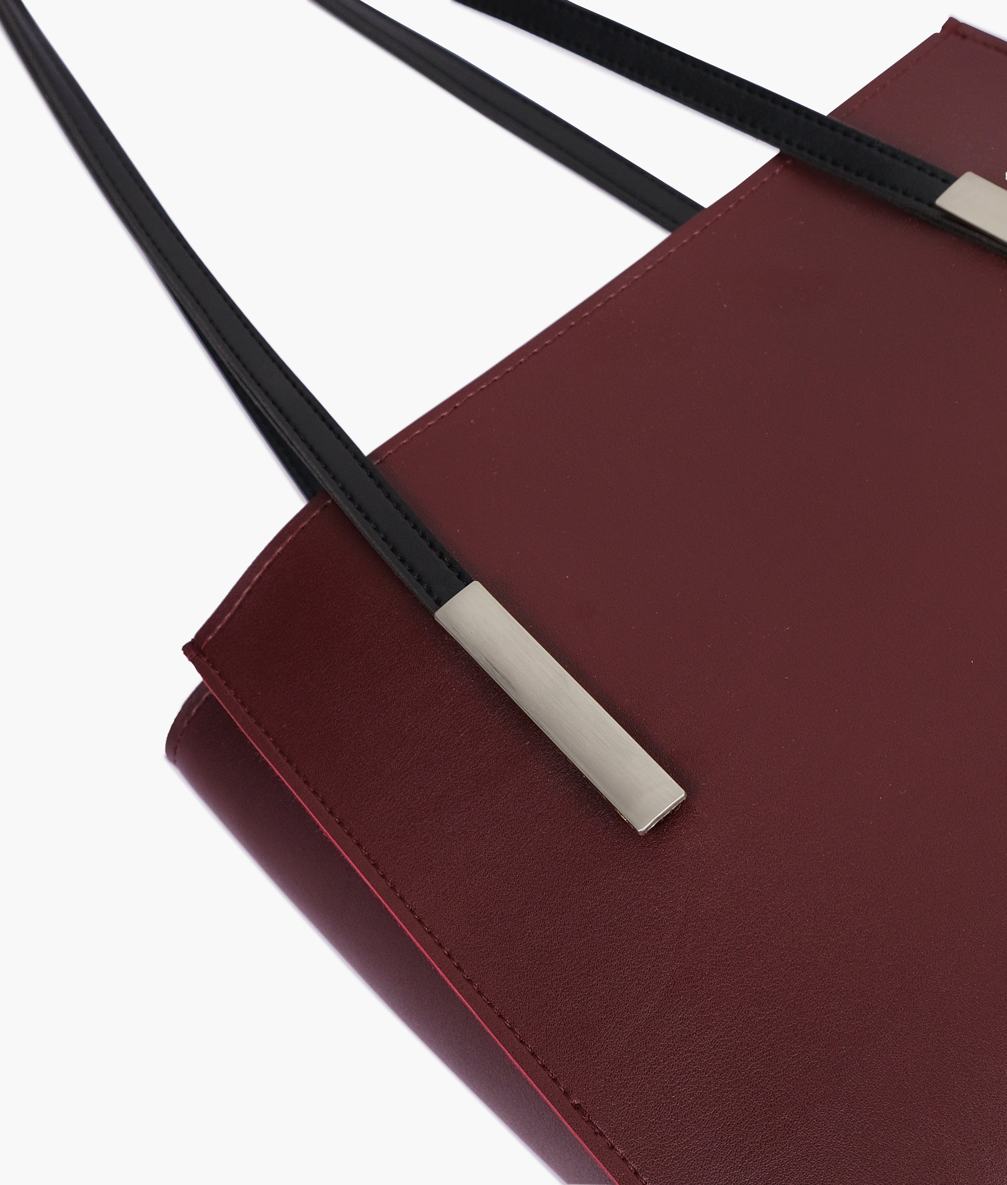 RTW Creation - Burgundy and black zipper shoulder bag with long handle