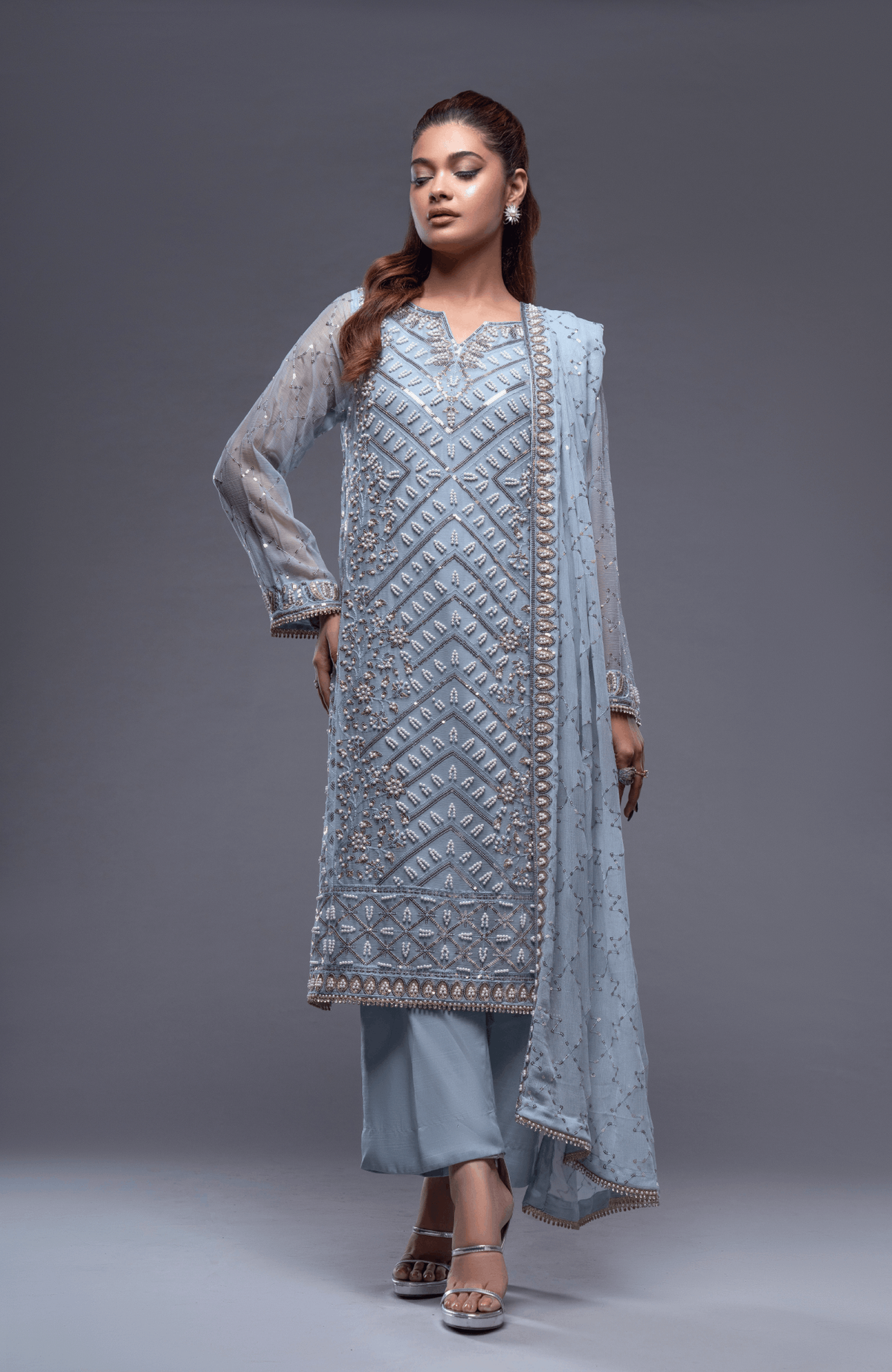 Sonrisa Chandni Ice Blue 3pc