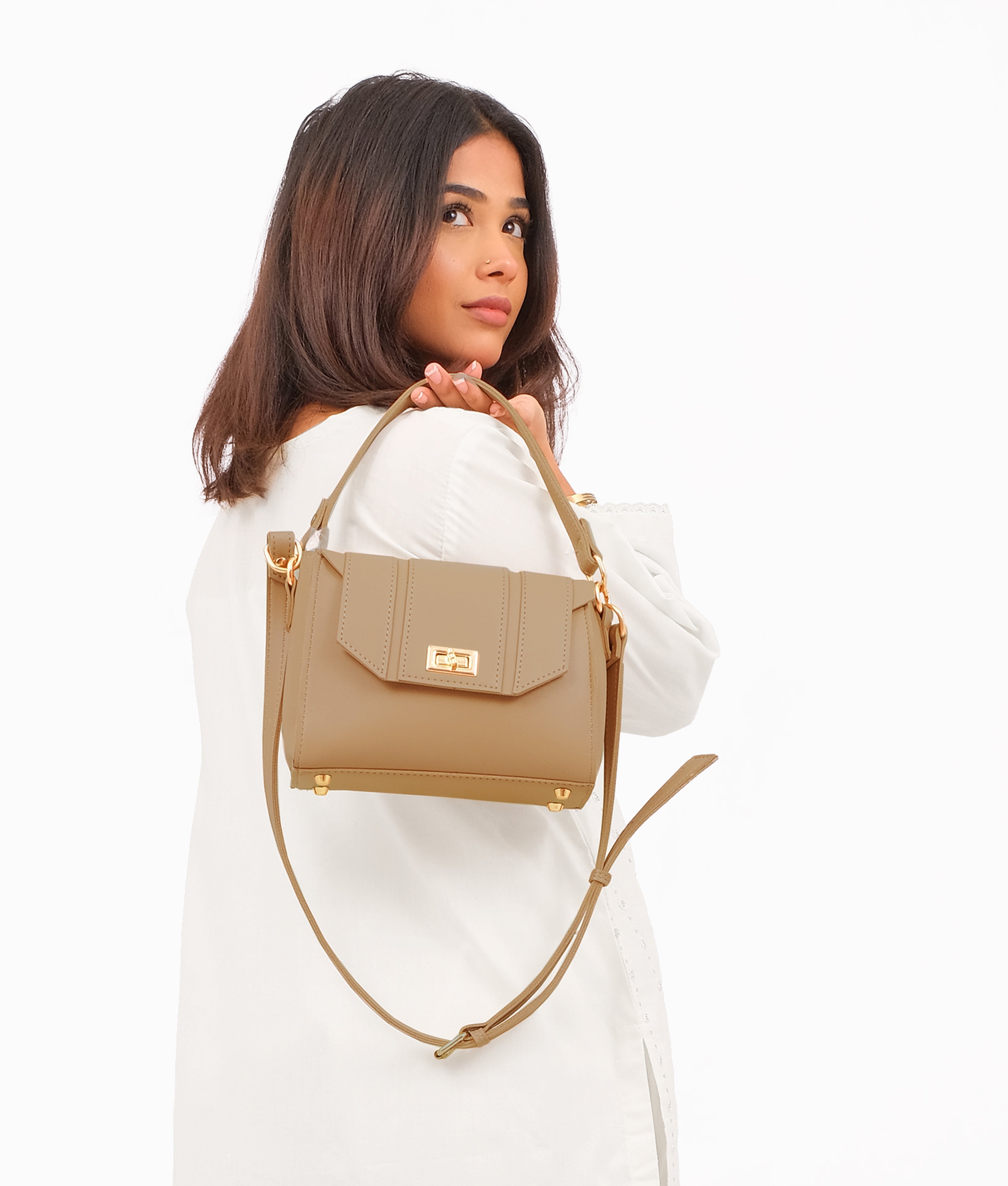RTW Creation - Coffee compact top-handle cross-body bag