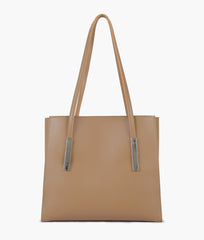 RTW Creation - Coffee zipper shoulder bag with long handle