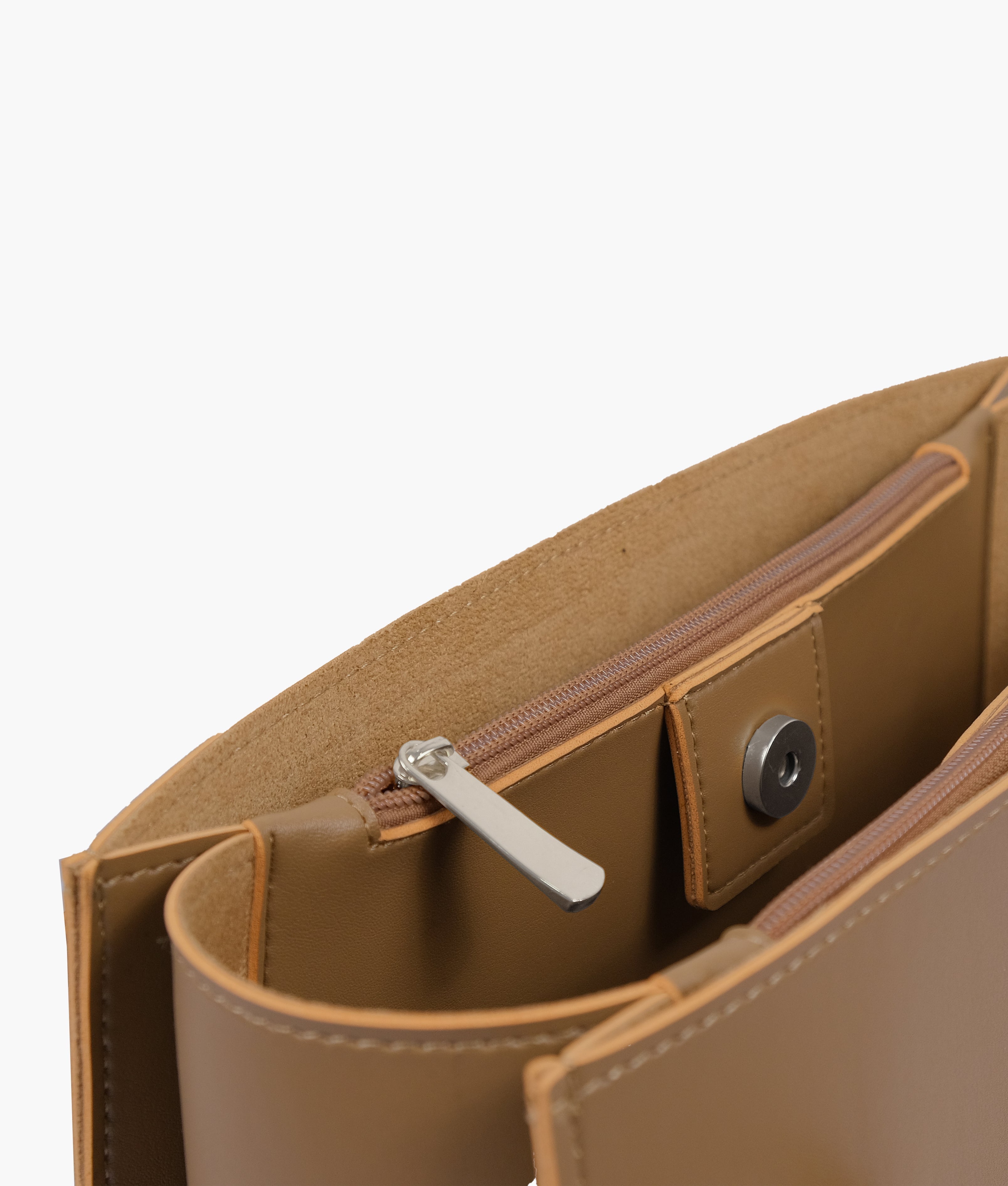 RTW Creation - Coffee zipper shoulder bag with long handle