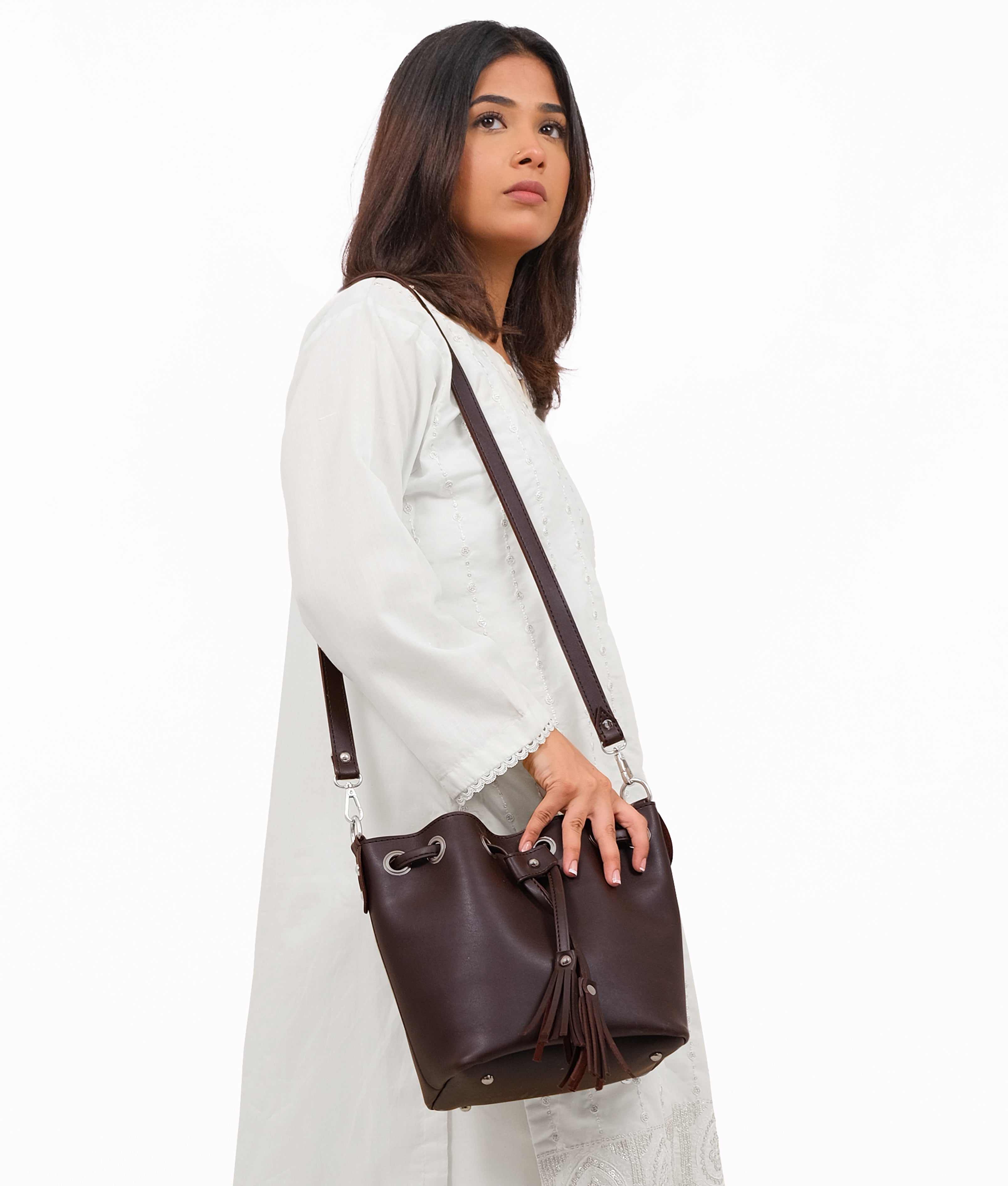 RTW Creation - Dark brown bucket bag