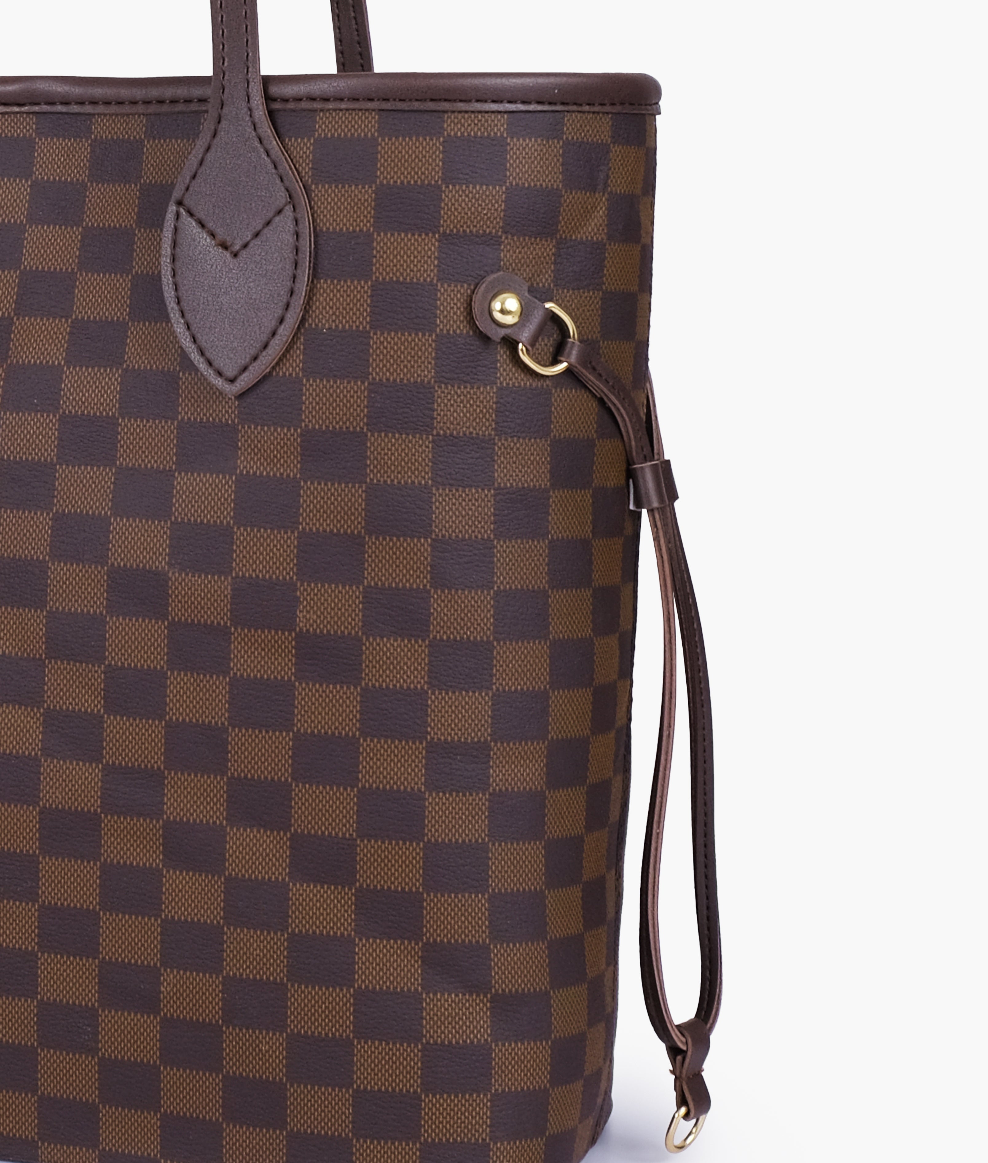 RTW Creation - Dark brown checkered neverfull tote bag