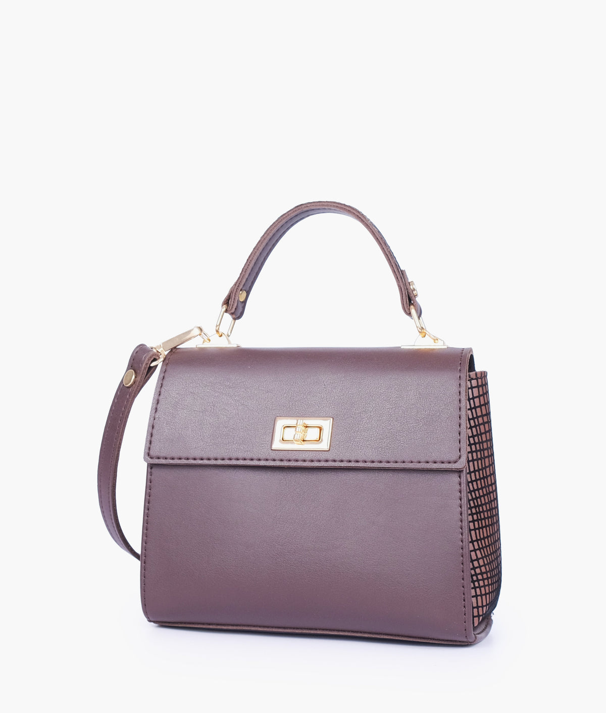 RTW Creation - Dark brown criss-cross top-handle bag