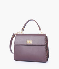 RTW Creation - Dark brown criss-cross top-handle bag