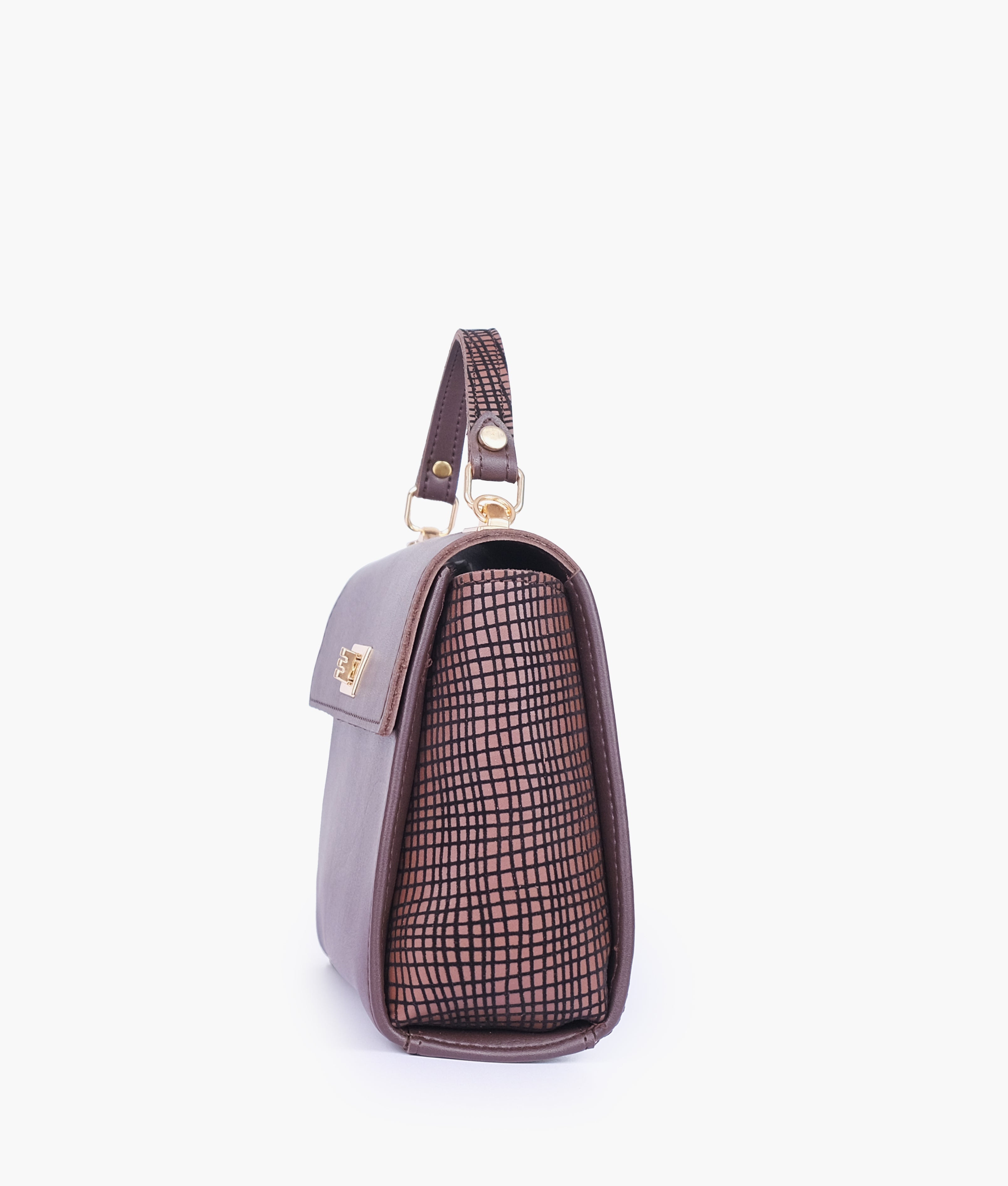 RTW Creation - Dark brown criss-cross top-handle bag