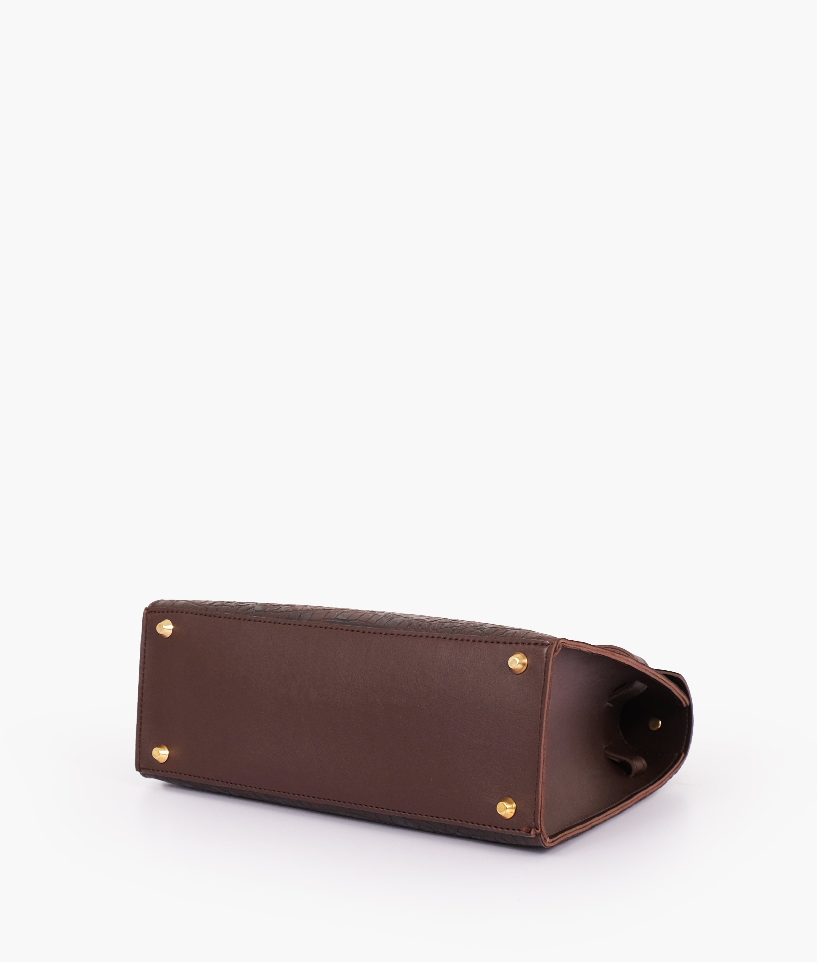 RTW Creation - Dark brown crocodile cross-body bag with top-handle