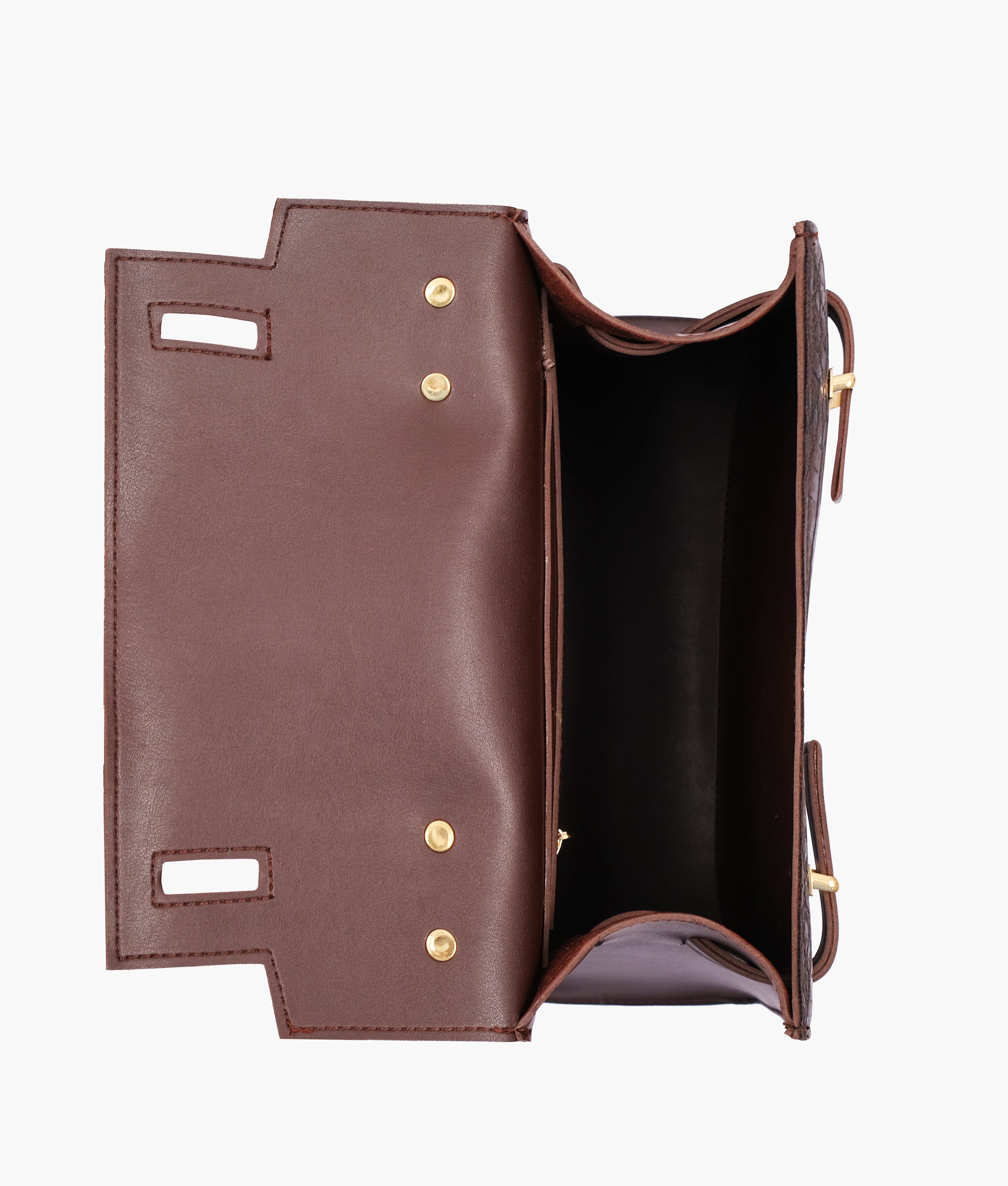 RTW Creation - Dark brown crocodile cross-body bag with top-handle