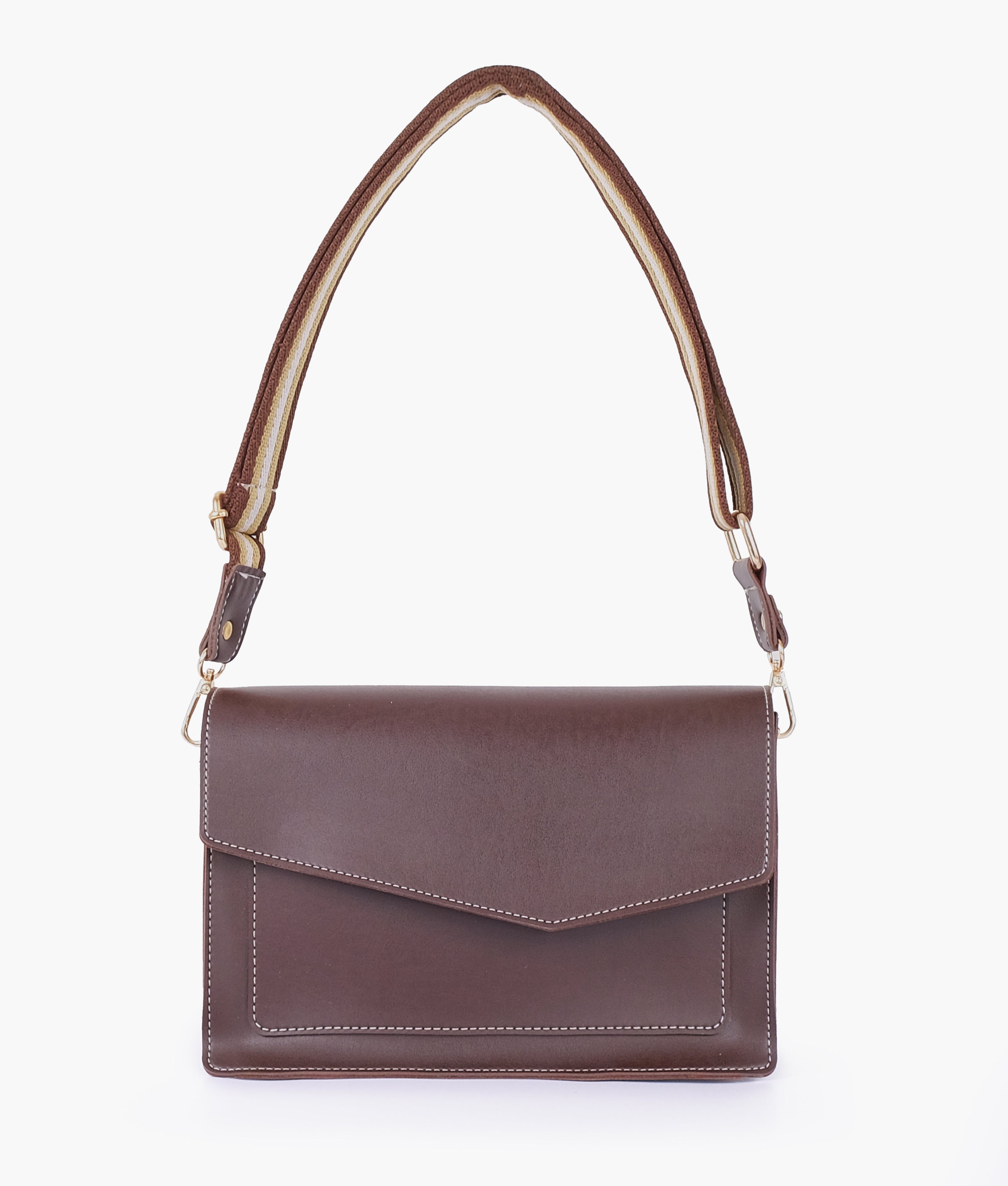 RTW Creation - Dark brown half flap cross-body bag
