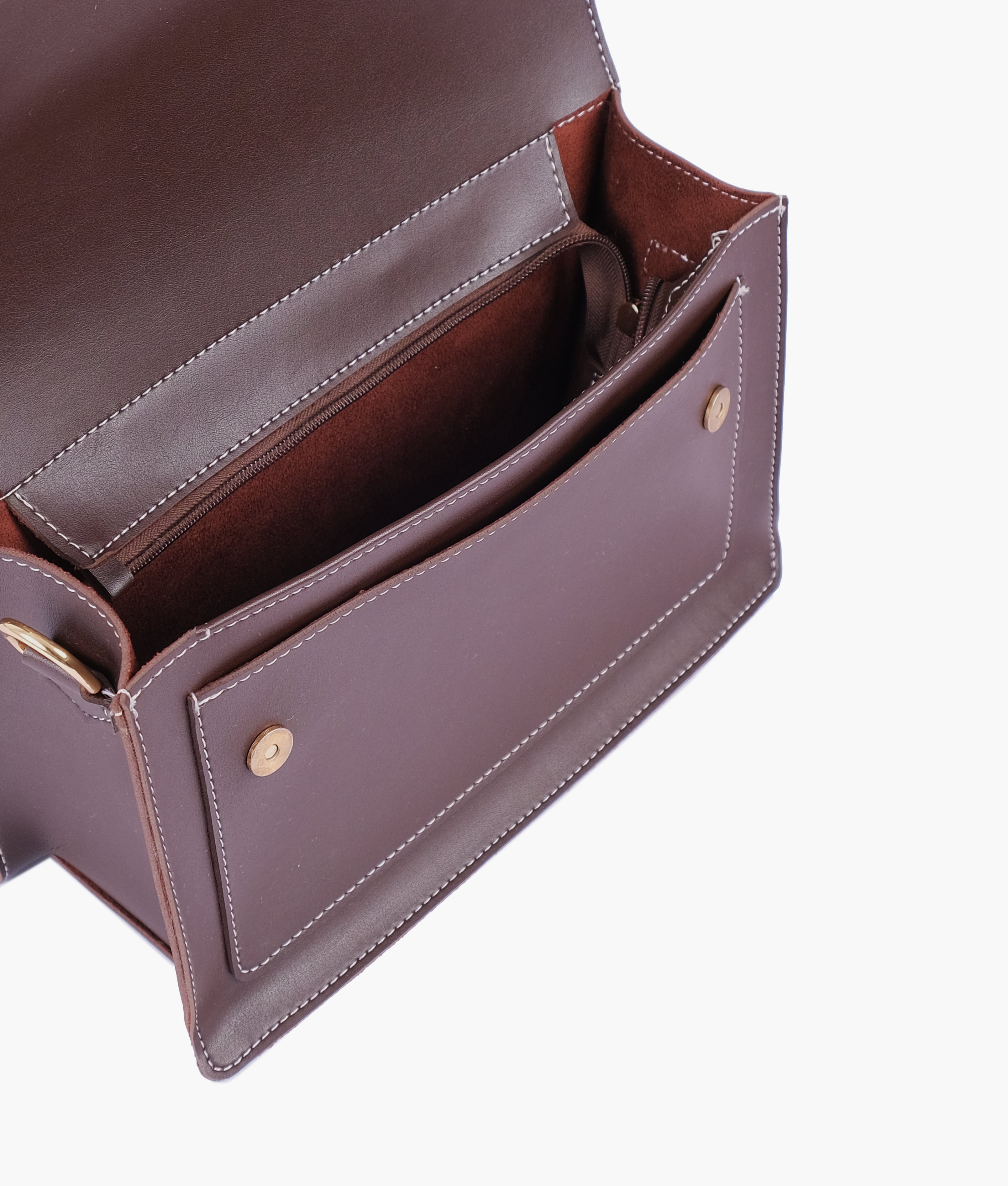RTW Creation - Dark brown half flap cross-body bag