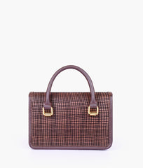 RTW Creation - Dark brown patterned cross-body with flap
