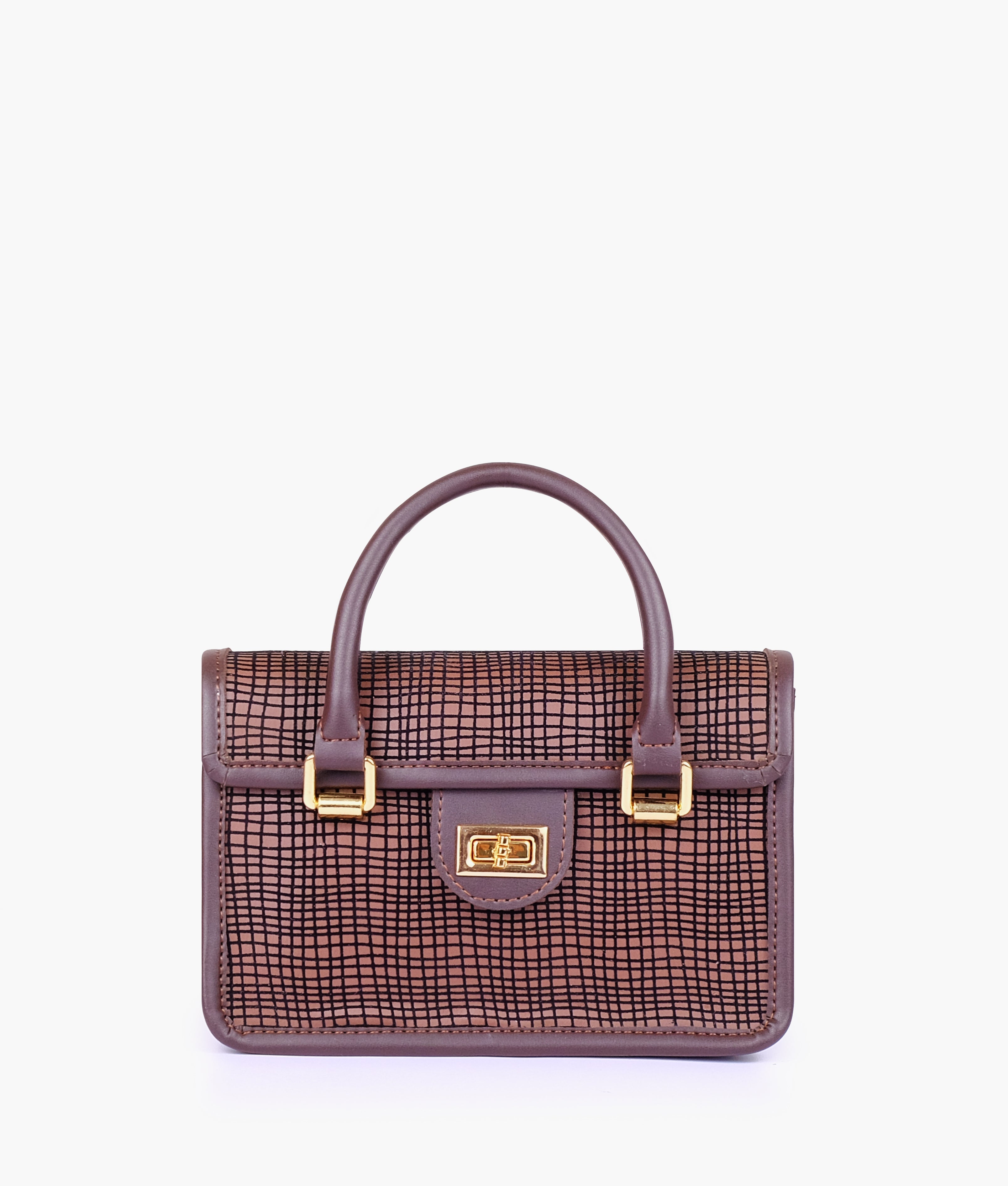 RTW Creation - Dark brown patterned cross-body with flap