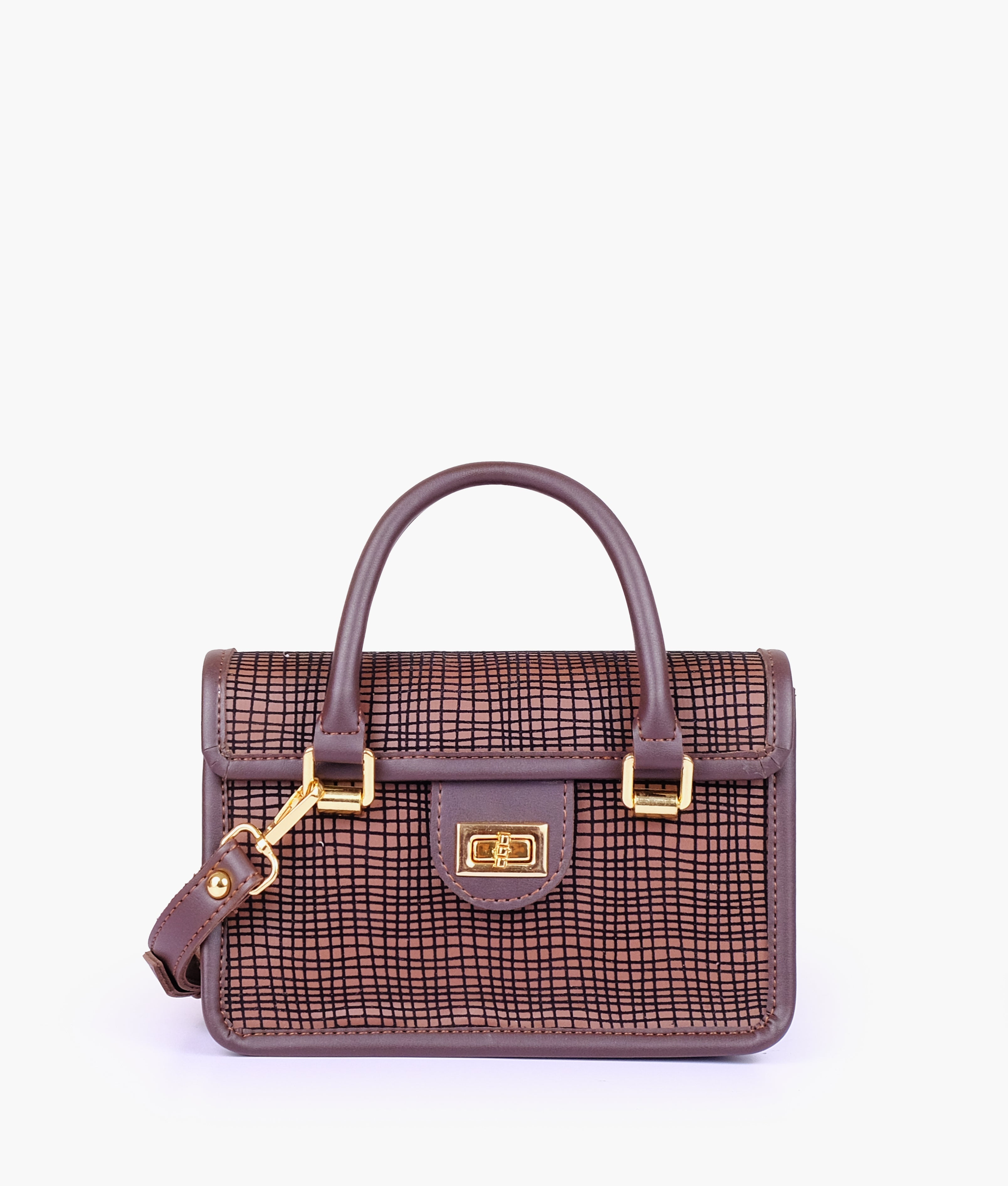 RTW Creation - Dark brown patterned cross-body with flap
