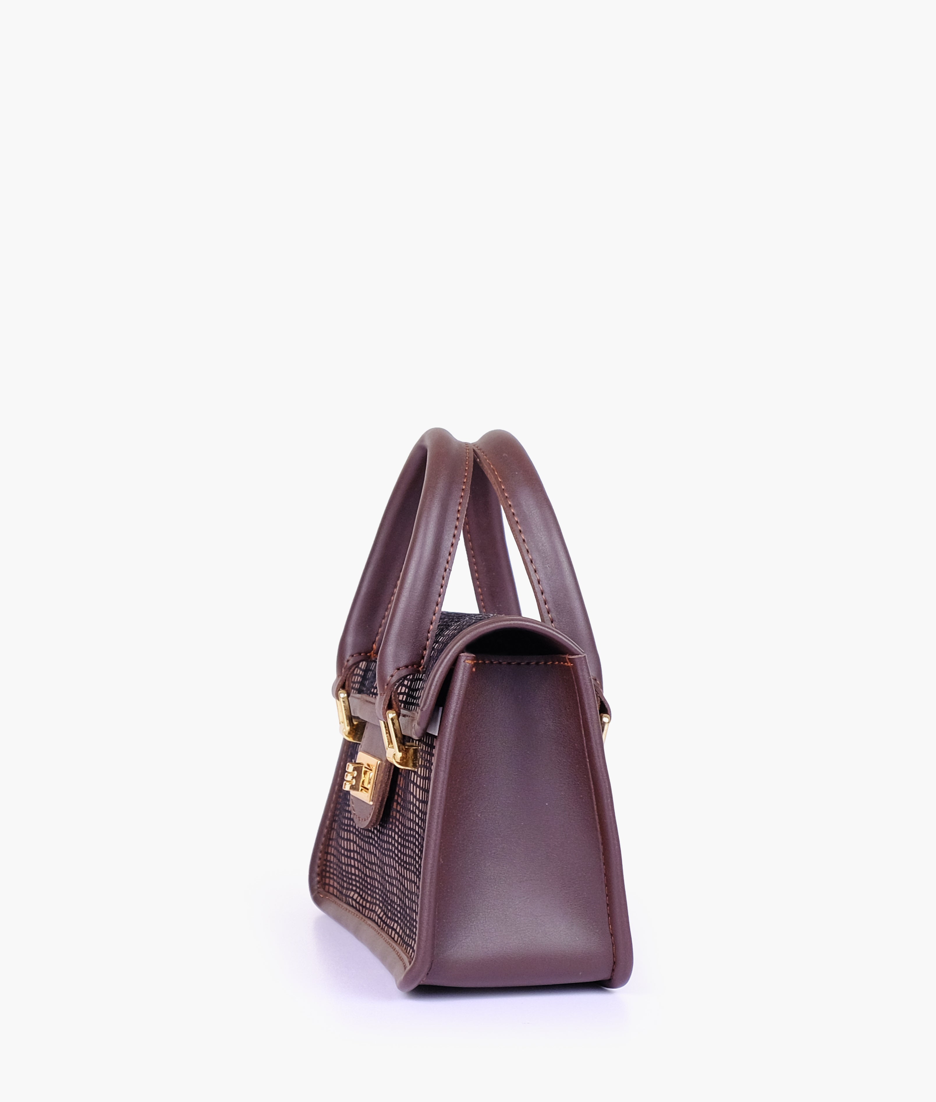 RTW Creation - Dark brown patterned cross-body with flap