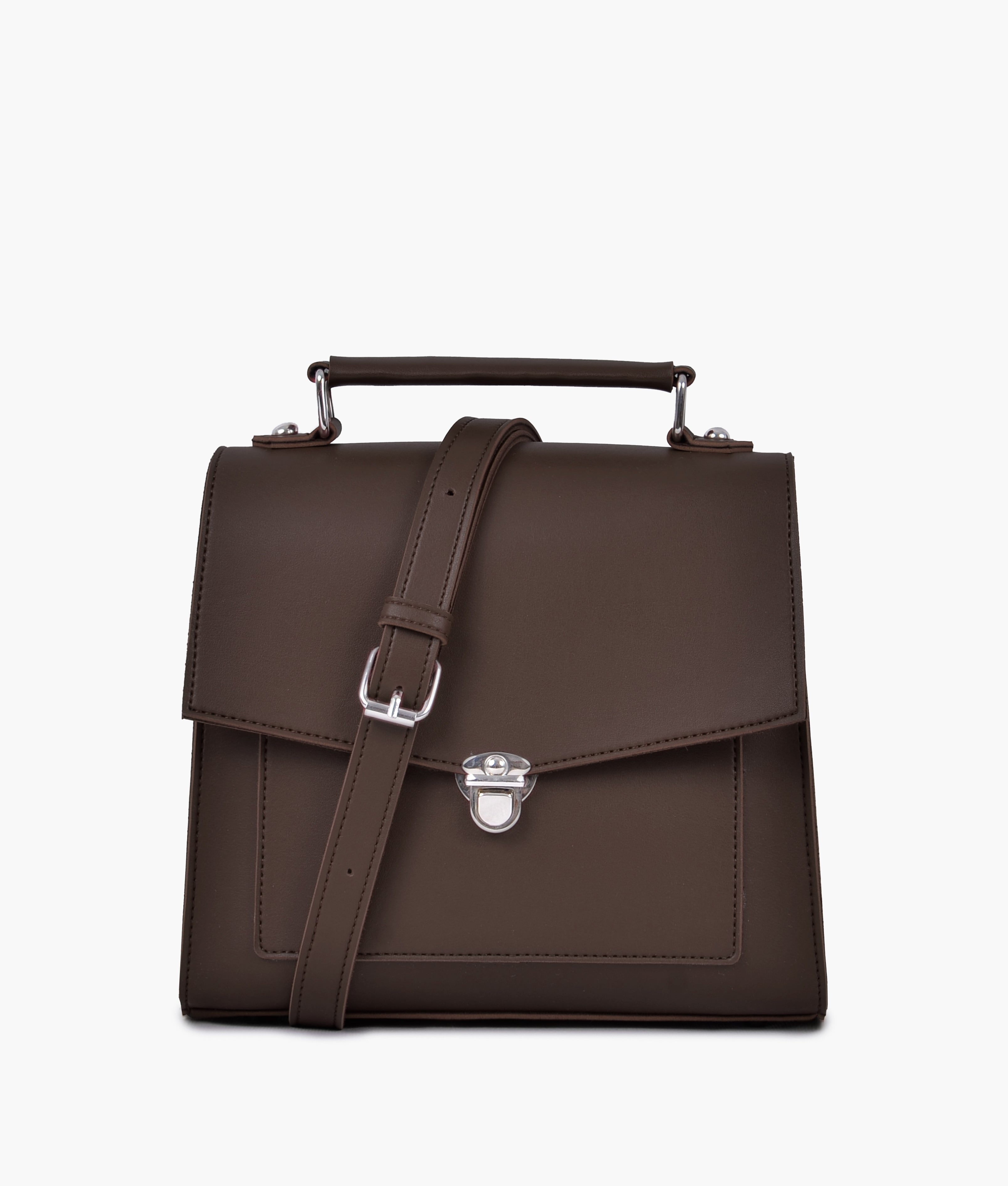 RTW Creation - Dark brown push-lock messenger bag