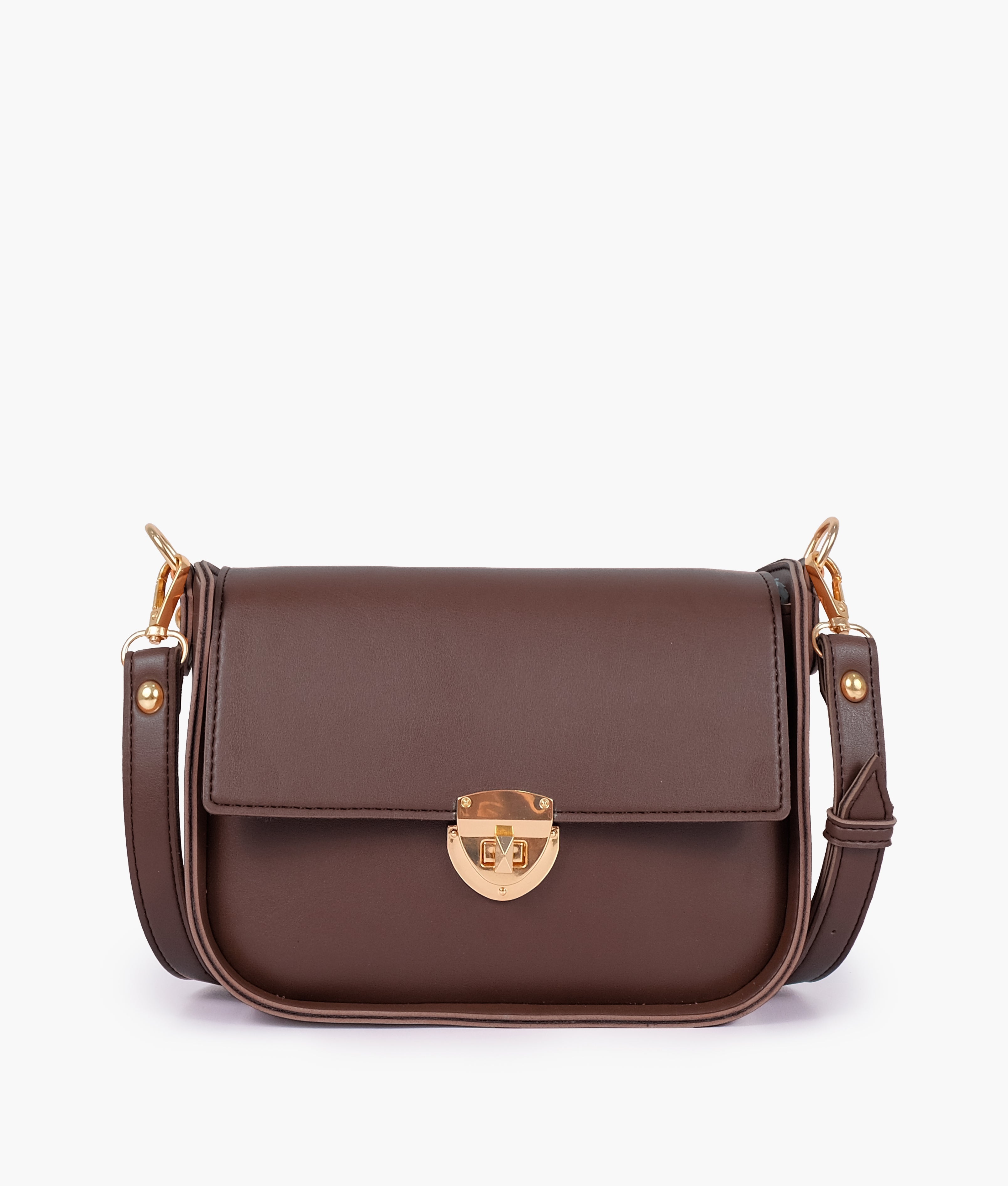 RTW Creation - Dark brown saddle bag with twist lock