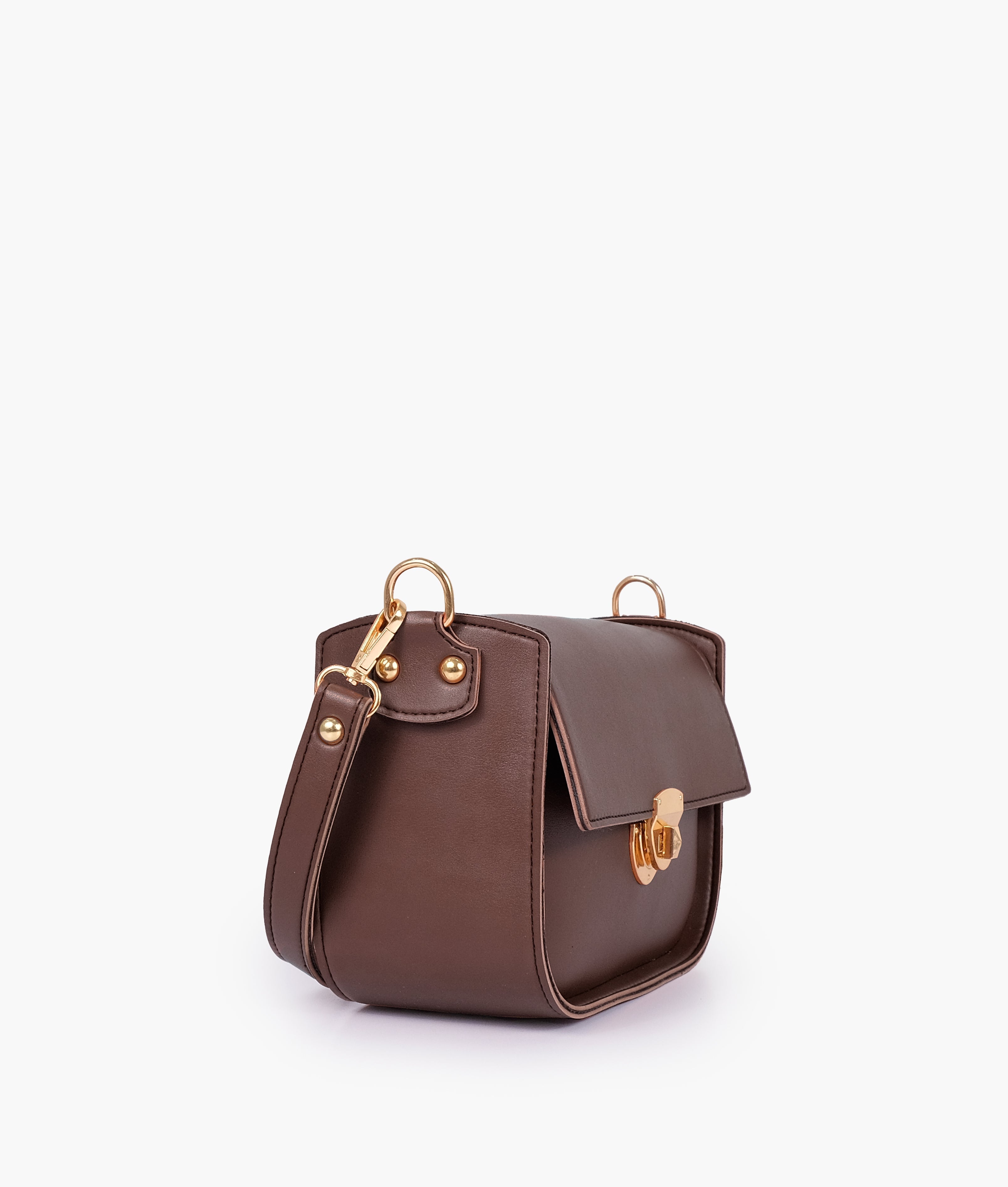 RTW Creation - Dark brown saddle bag with twist lock