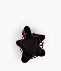 RTW Creation - Dark brown suede star drawstring bucket bag