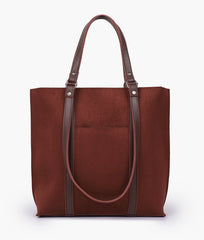 RTW Creation - Dark brown suede double-handle tote bag