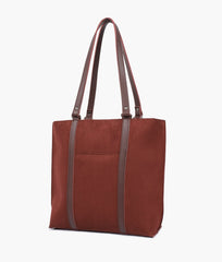RTW Creation - Dark brown suede double-handle tote bag