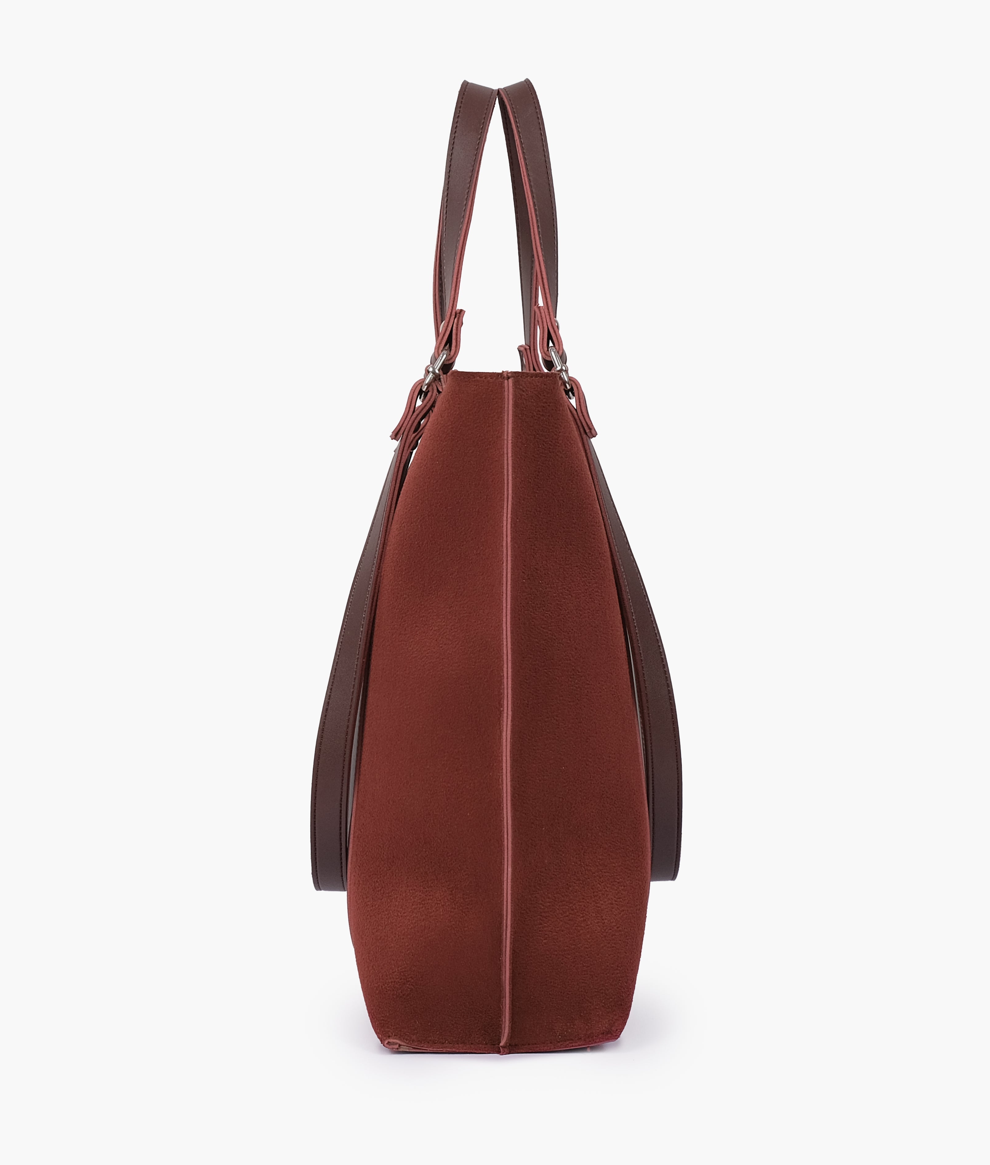 RTW Creation - Dark brown suede double-handle tote bag